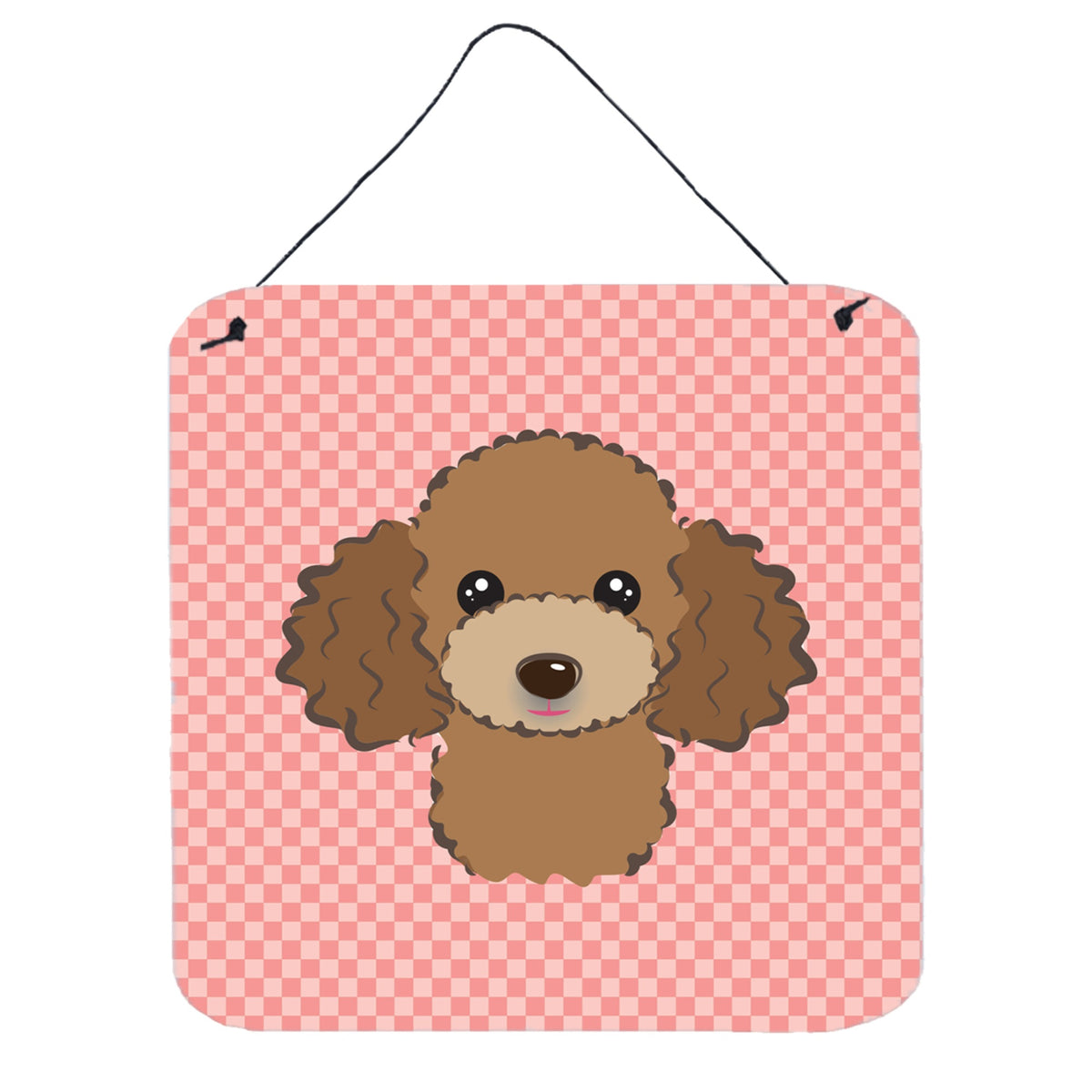'Caroline'S Treasures Checkerboard Pink Chocolate Brown Poodle Wall Or Door Hanging Prints, 6 X 6''''''