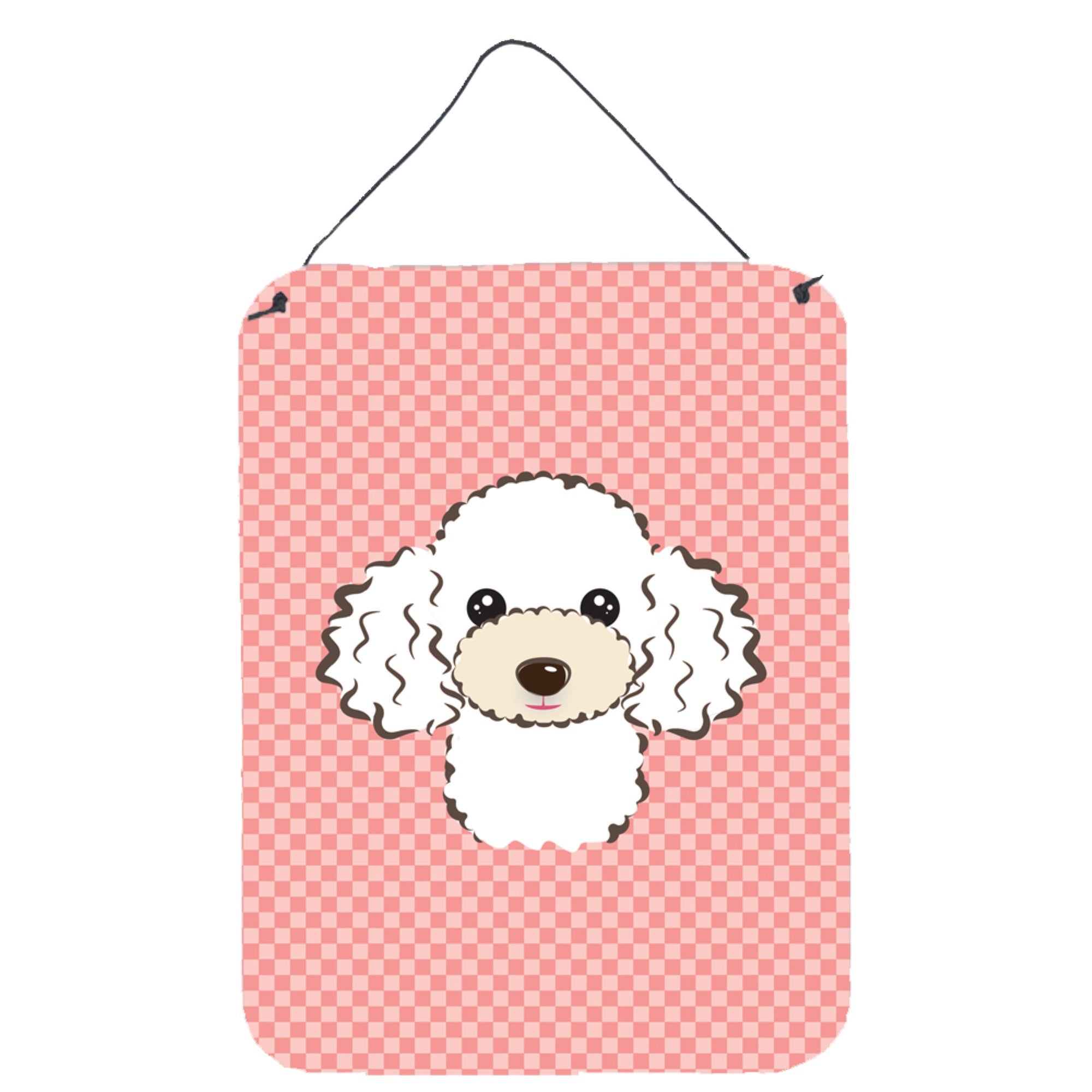 'Caroline'S Treasures Checkerboard Pink White Poodle Wall Or Door Hanging Prints, 16'''' X 12''''''