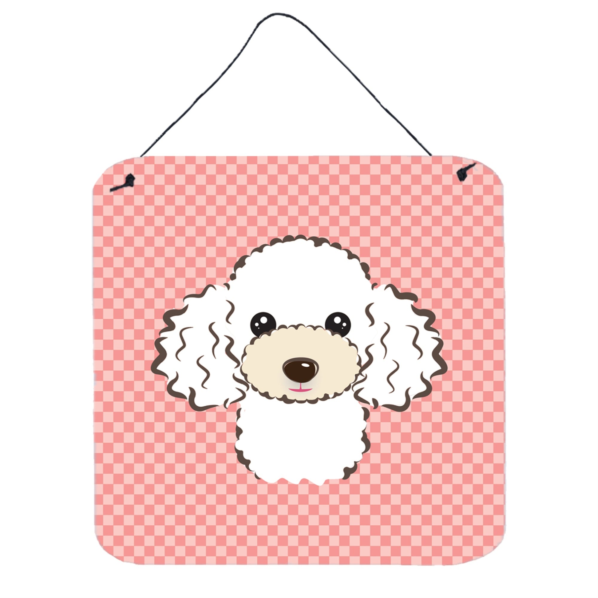 'Caroline'S Treasures Checkerboard Pink White Poodle Wall Or Door Hanging Prints, 6 X 6''''''