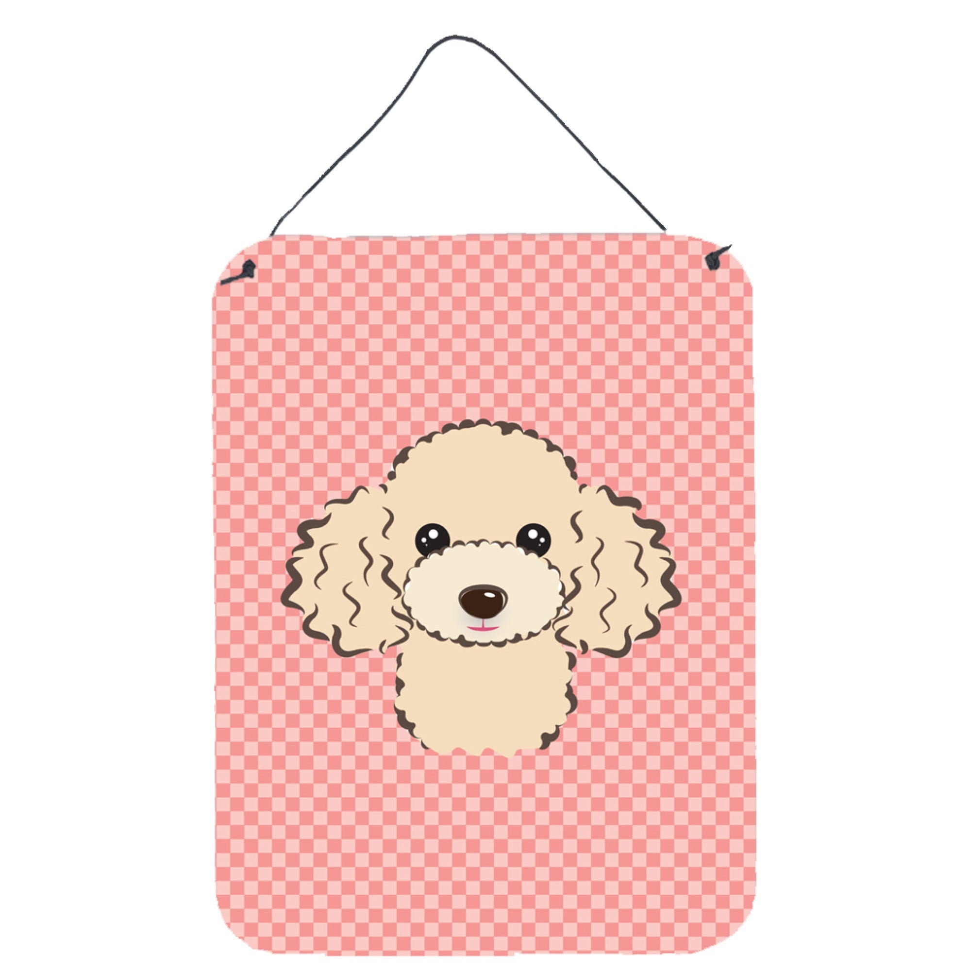 'Caroline'S Treasures Checkerboard Pink Buff Poodle Wall Or Door Hanging Prints, 16'''' X 12''''''
