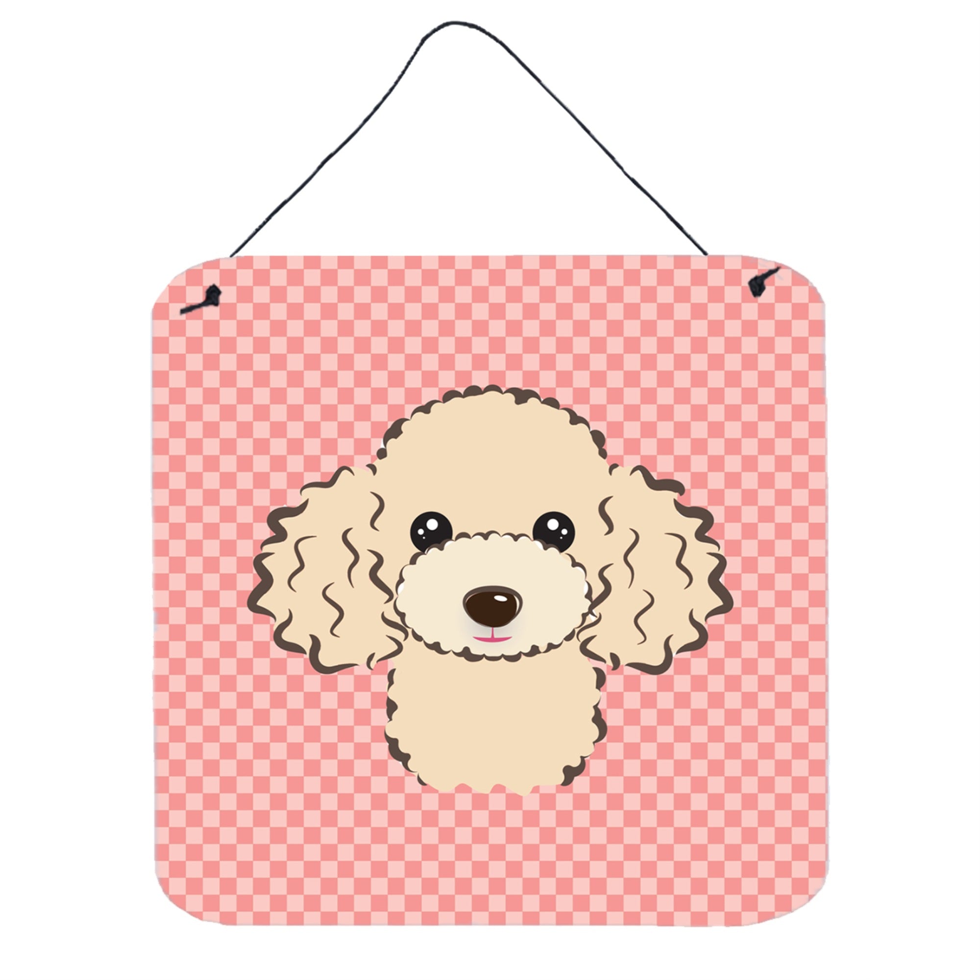 'Caroline'S Treasures Checkerboard Pink Buff Poodle Wall Or Door Hanging Prints, 6 X 6''''''