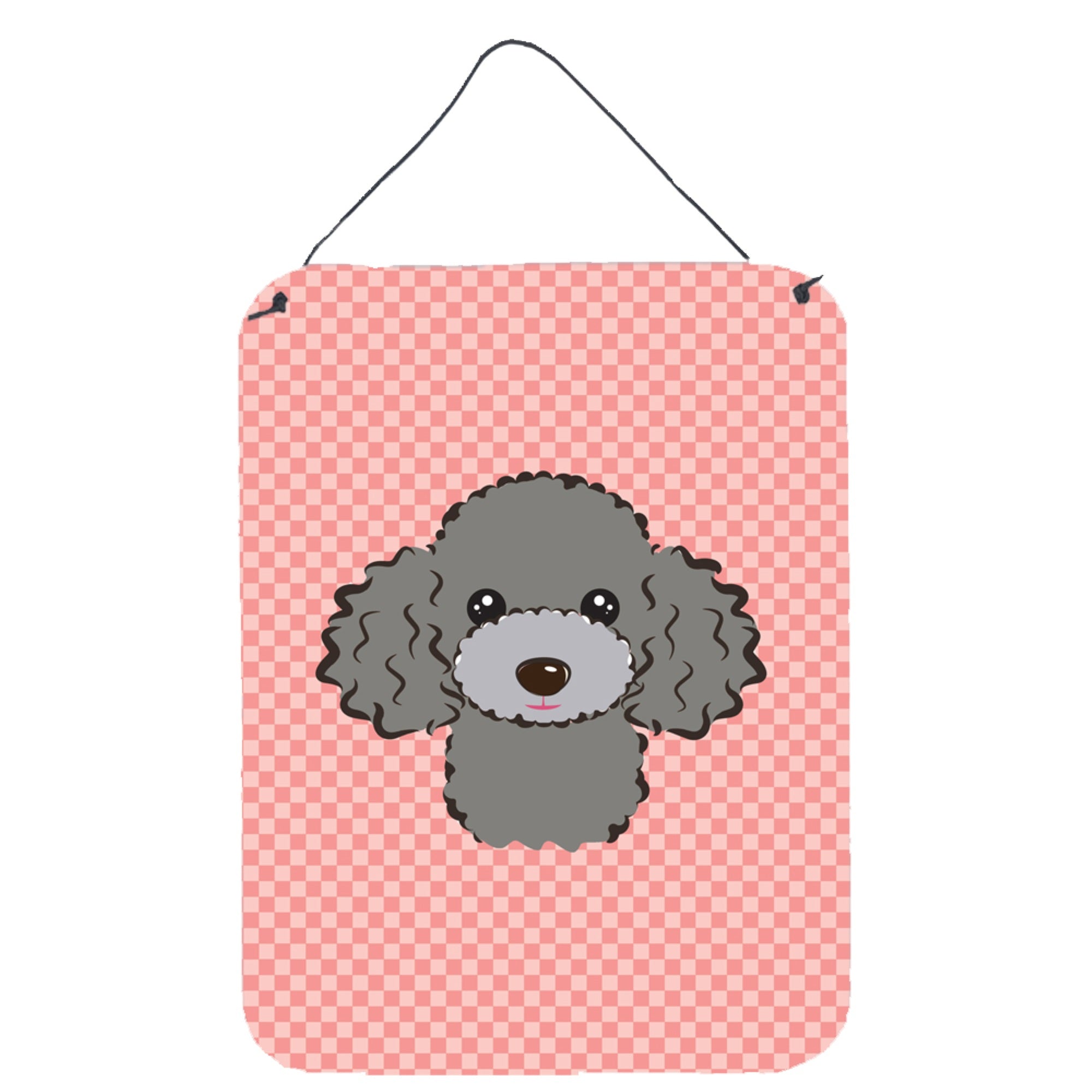 'Caroline'S Treasures Checkerboard Pink Silver Gray Poodle Wall Or Door Hanging Prints, 16'''' X 12''''''
