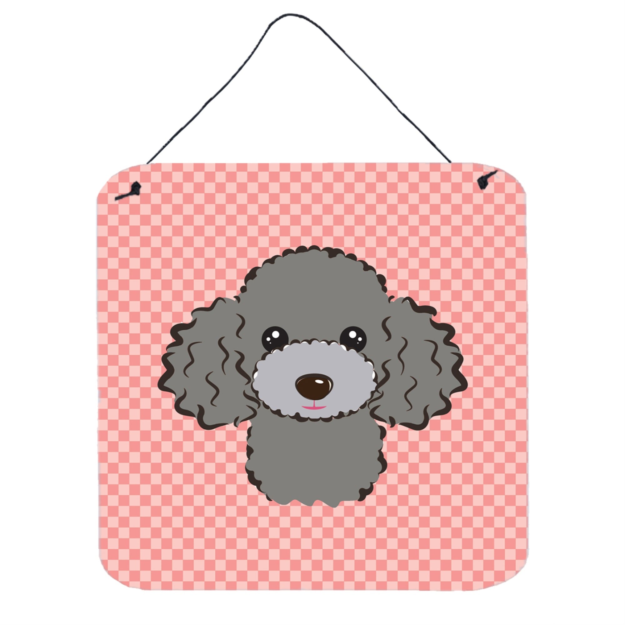 'Caroline'S Treasures Checkerboard Pink Silver Gray Poodle Wall Or Door Hanging Prints, 6 X 6''''''