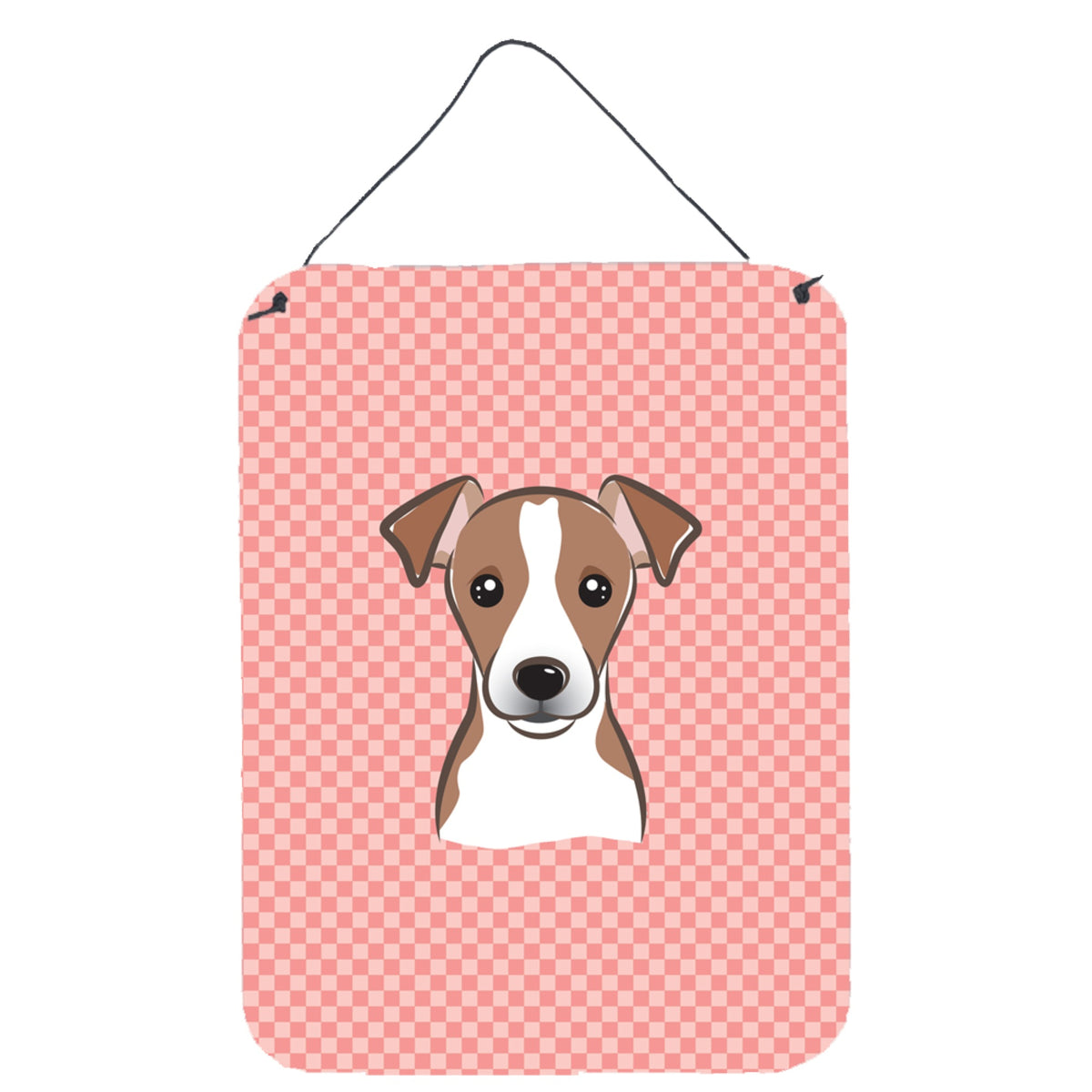 'Caroline'S Treasures Bb1260Ds1216 Checkerboard Pink Jack Russell Terrier Wall Or Door Hanging Prints, 16'''' X 12''''''