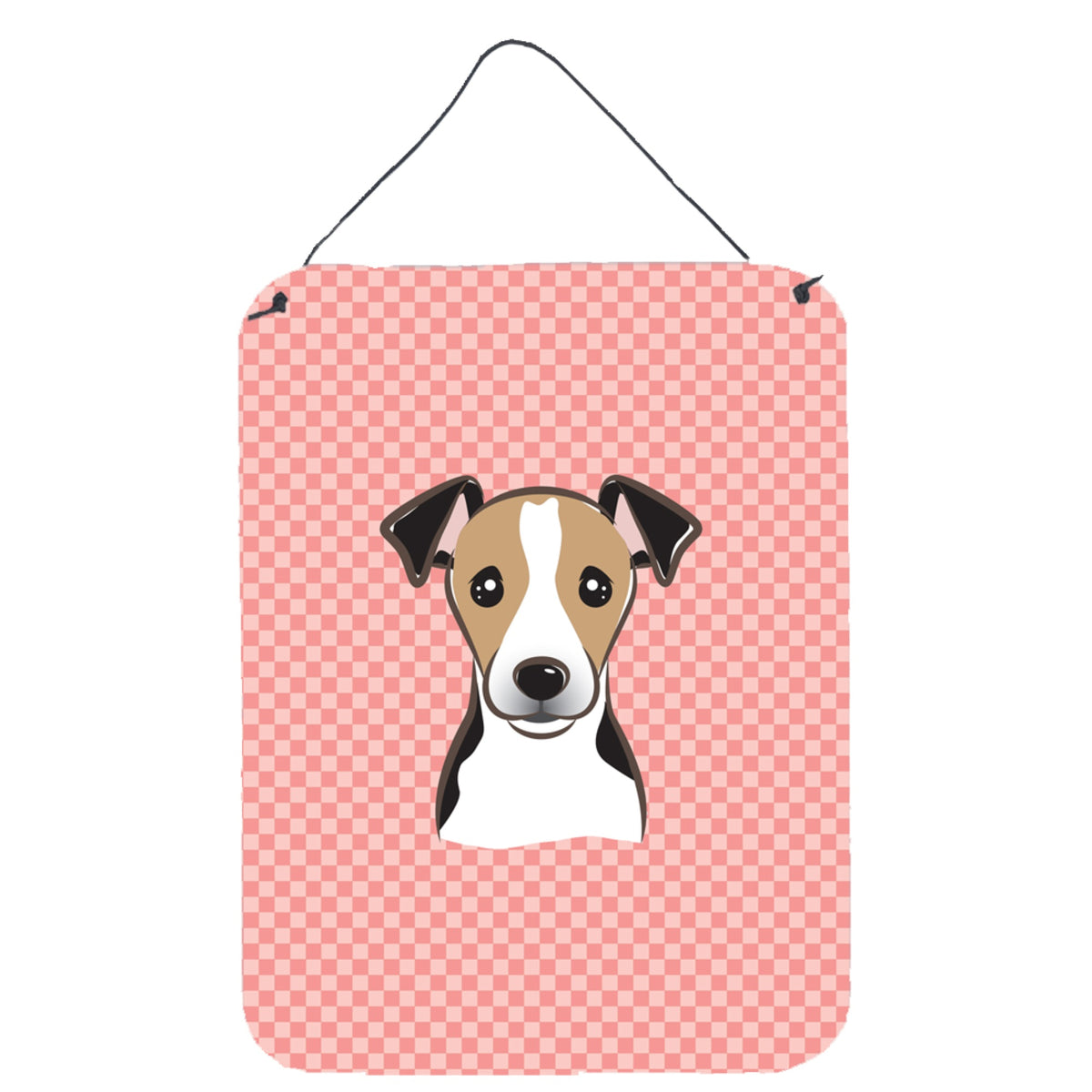 'Caroline'S Treasures Bb1261Ds1216 Checkerboard Pink Jack Russell Terrier Wall Or Door Hanging Prints, 16'''' X 12''''''