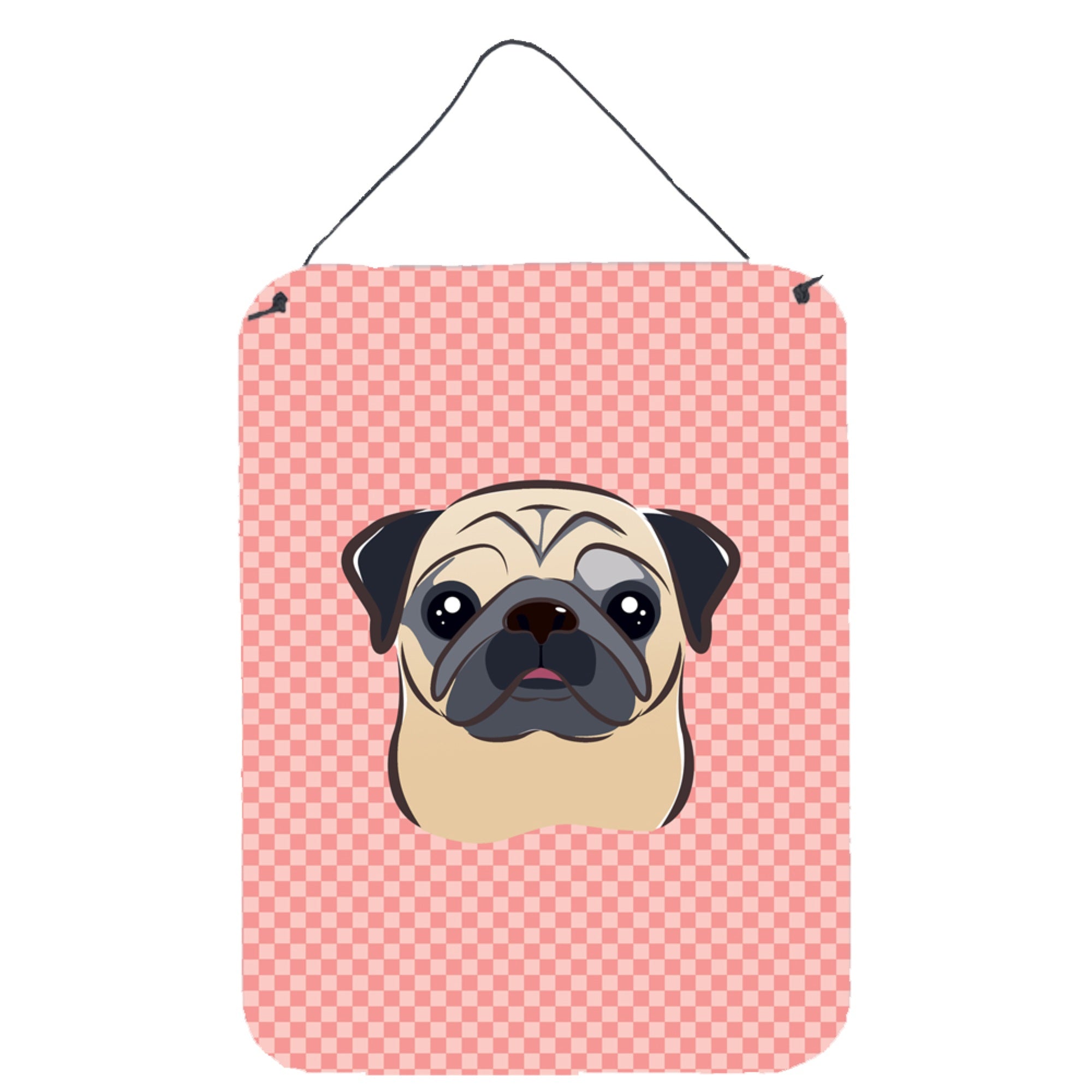 'Caroline'S Treasures Checkerboard Pink Fawn Pug Wall Or Door Hanging Prints, 16'''' X 12''''''