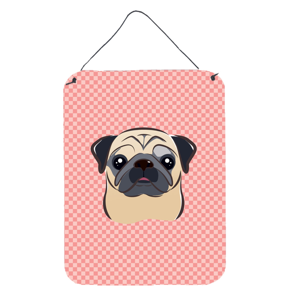 'Caroline'S Treasures Checkerboard Pink Fawn Pug Wall Or Door Hanging Prints, 16'''' X 12''''''