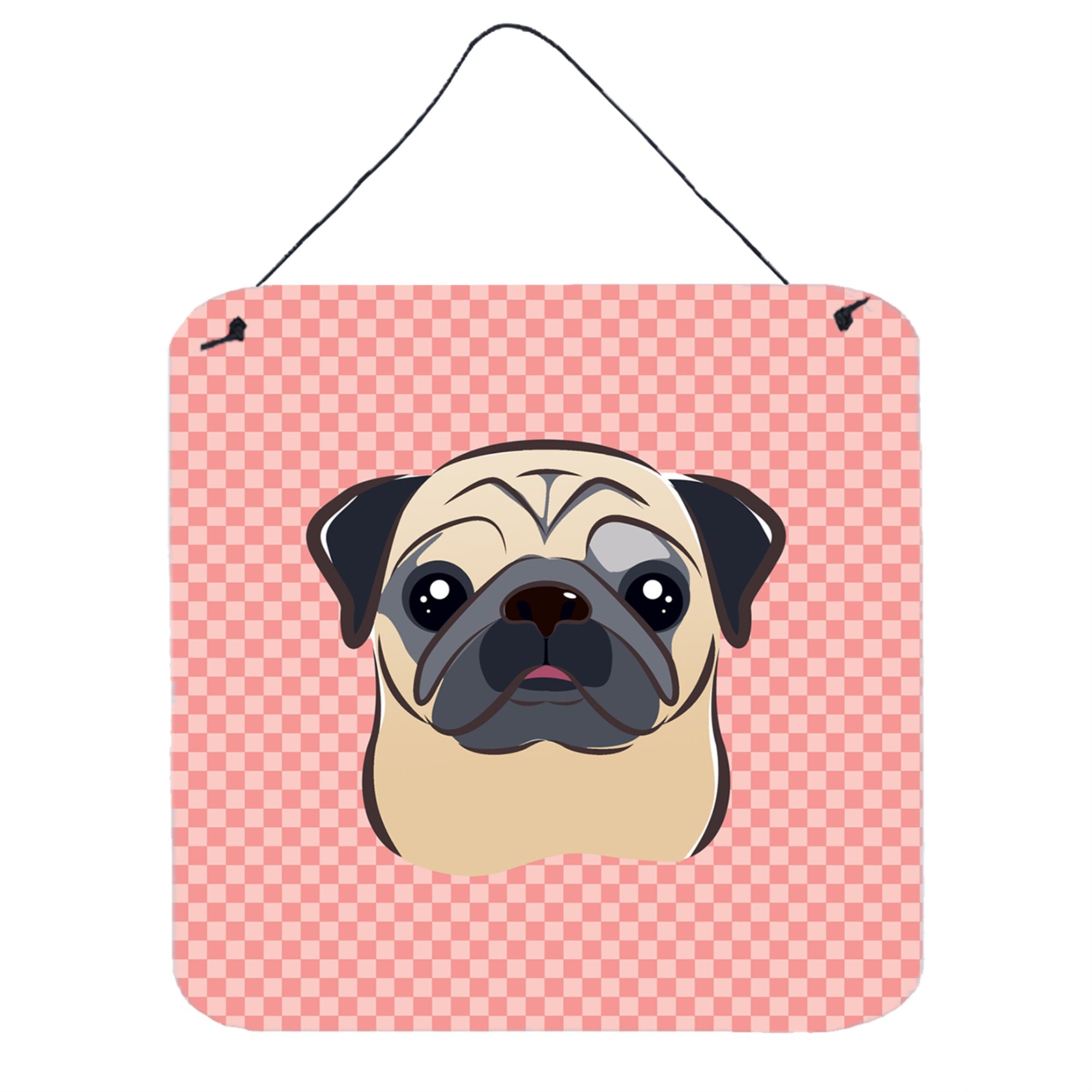 'Caroline'S Treasures Checkerboard Pink Fawn Pug Wall Or Door Hanging Prints, 6 X 6''''''