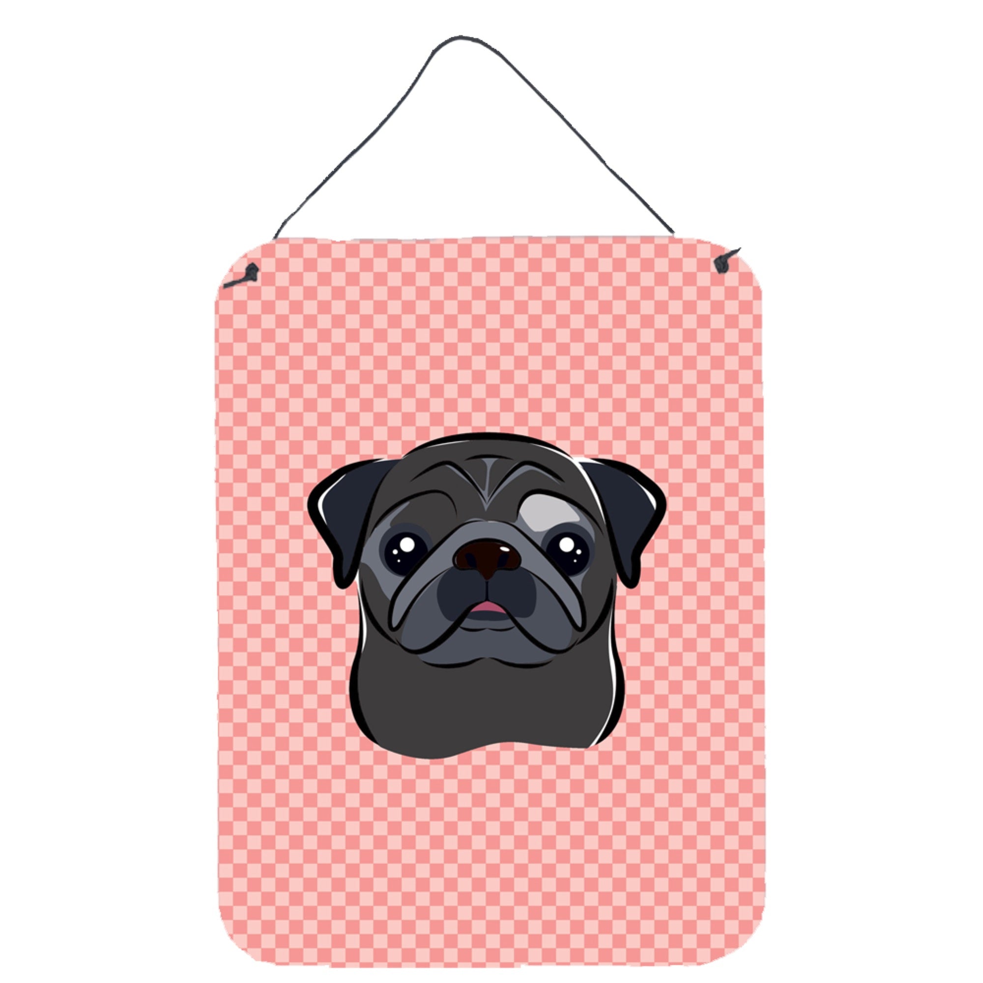 'Caroline'S Treasures Checkerboard Pink Black Pug Wall Or Door Hanging Prints, 16'''' X 12''''''