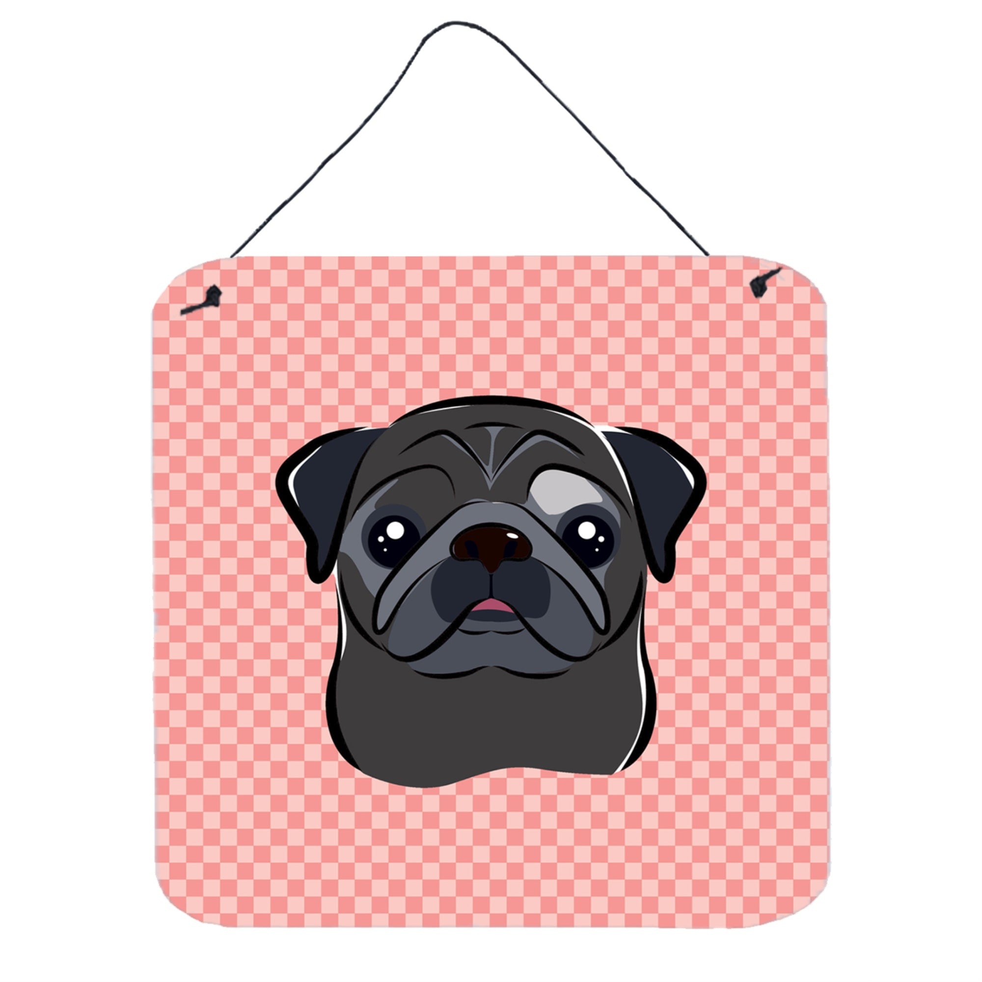'Caroline'S Treasures Checkerboard Pink Black Pug Wall Or Door Hanging Prints, 6 X 6''''''