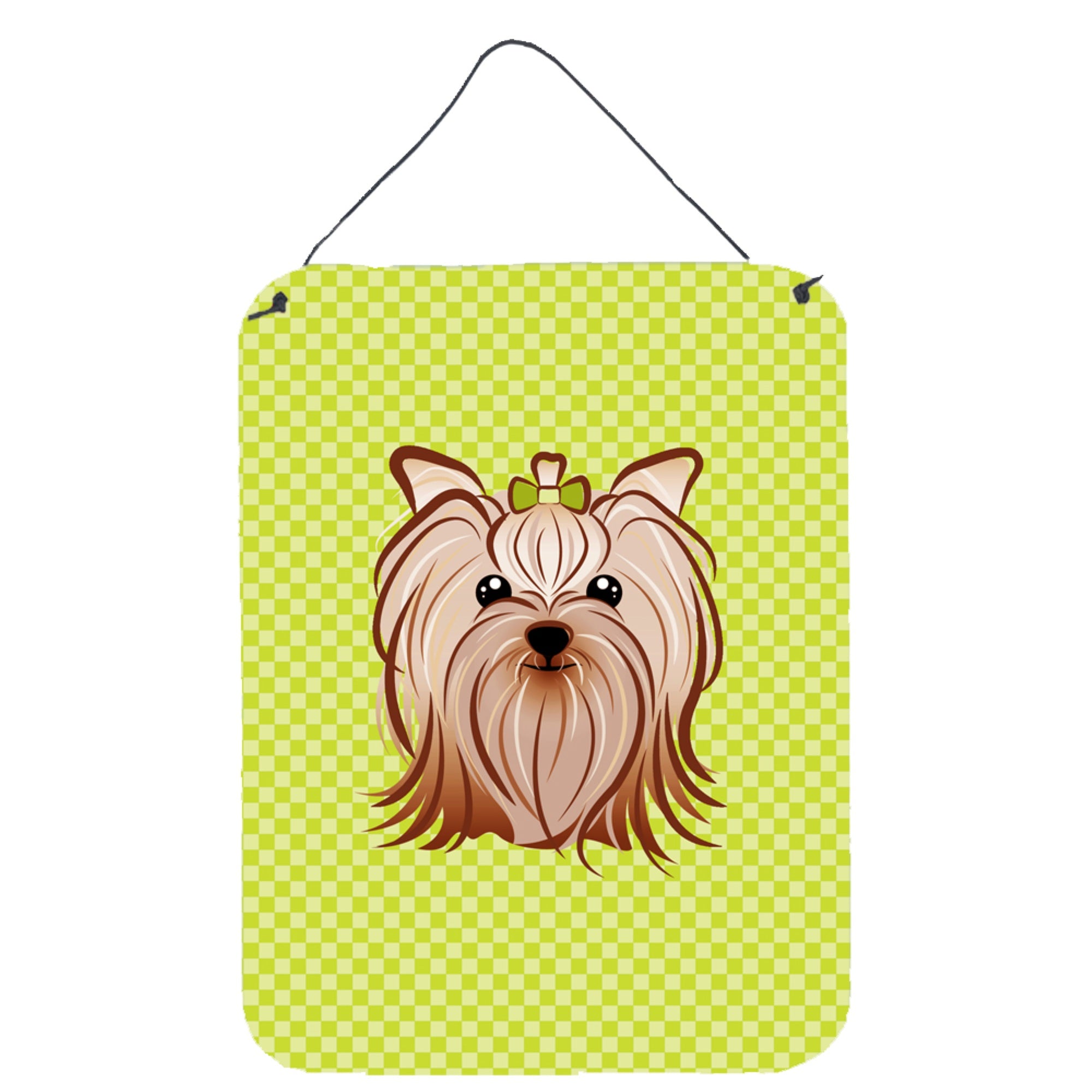 'Caroline'S Treasures Checkerboard Lime Green Yorkie Yorkishire Terrier Wall Or Door Hanging Prints, 16'''' X 12''''''