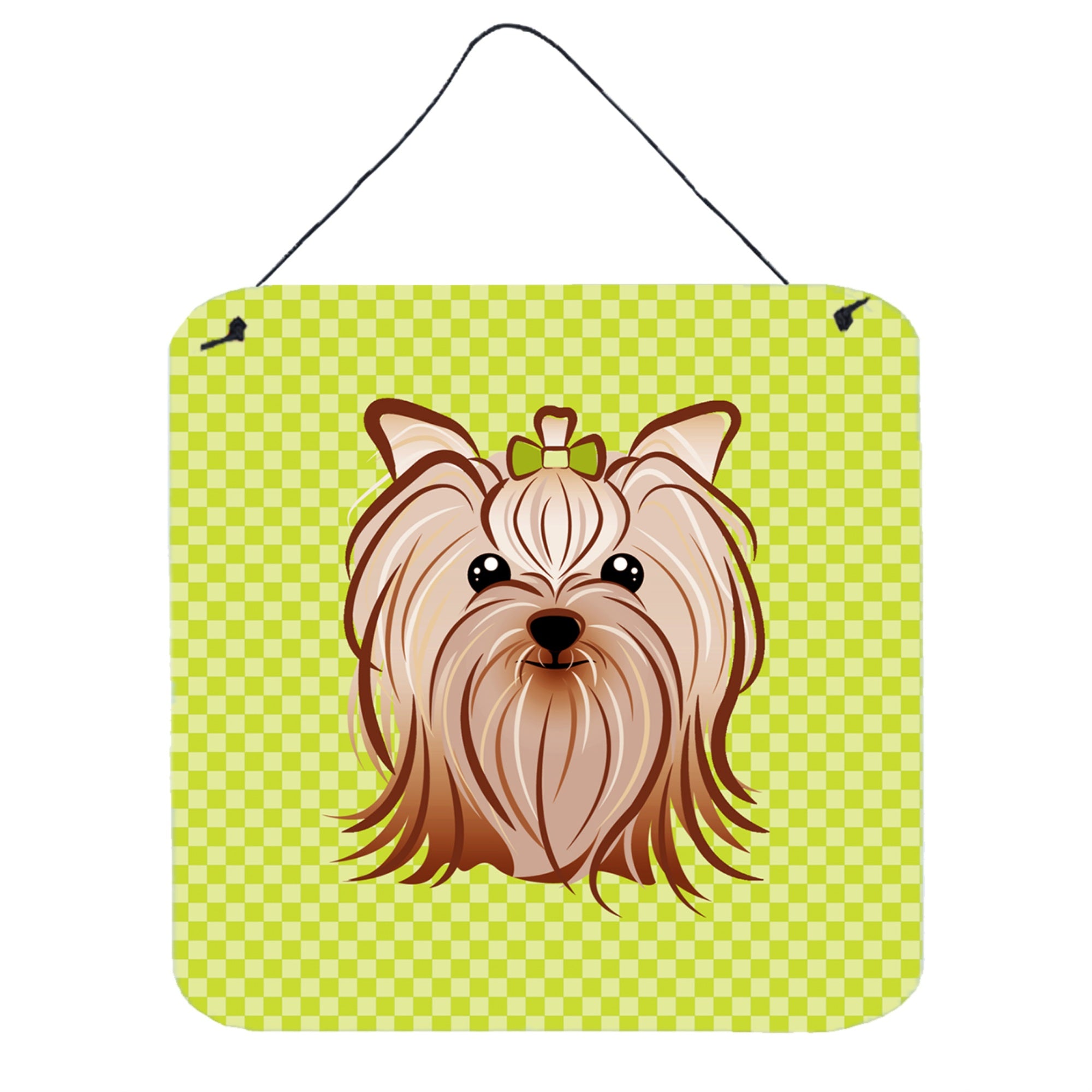 'Caroline'S Treasures Checkerboard Lime Green Yorkie Yorkshire Terrier Wall Or Door Hanging Prints, 6 X 6''''''