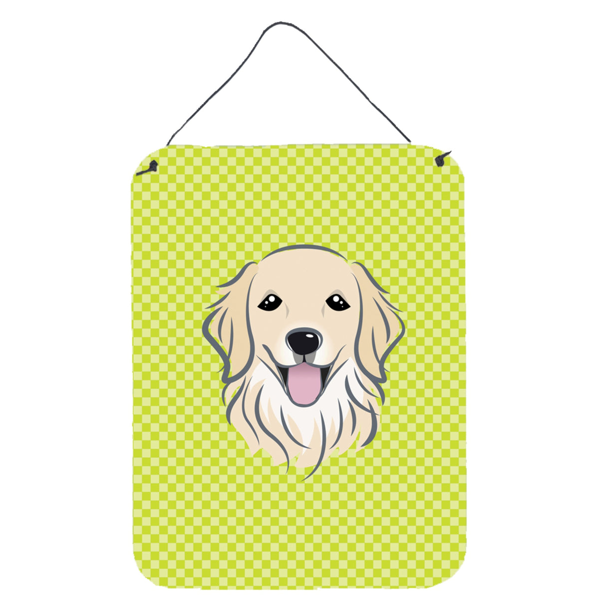 'Caroline'S Treasures Bb1267Ds1216 Checkerboard Lime Green Golden Retriever Wall Or Door Hanging Prints, 16'''' X 12''''''