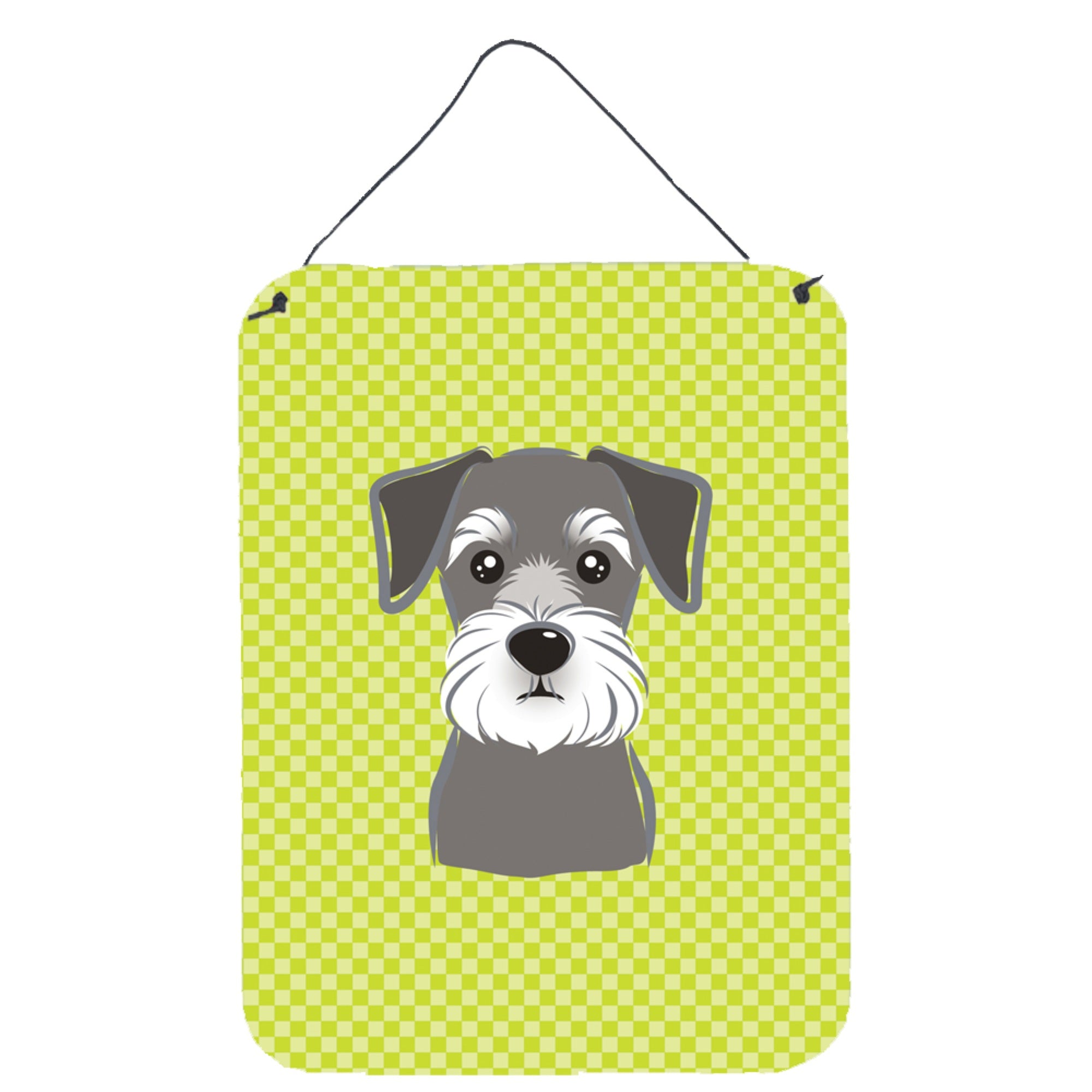 'Caroline'S Treasures Checkerboard Lime Green Schnauzer Wall Or Door Hanging Prints, 16'''' X 12''''''