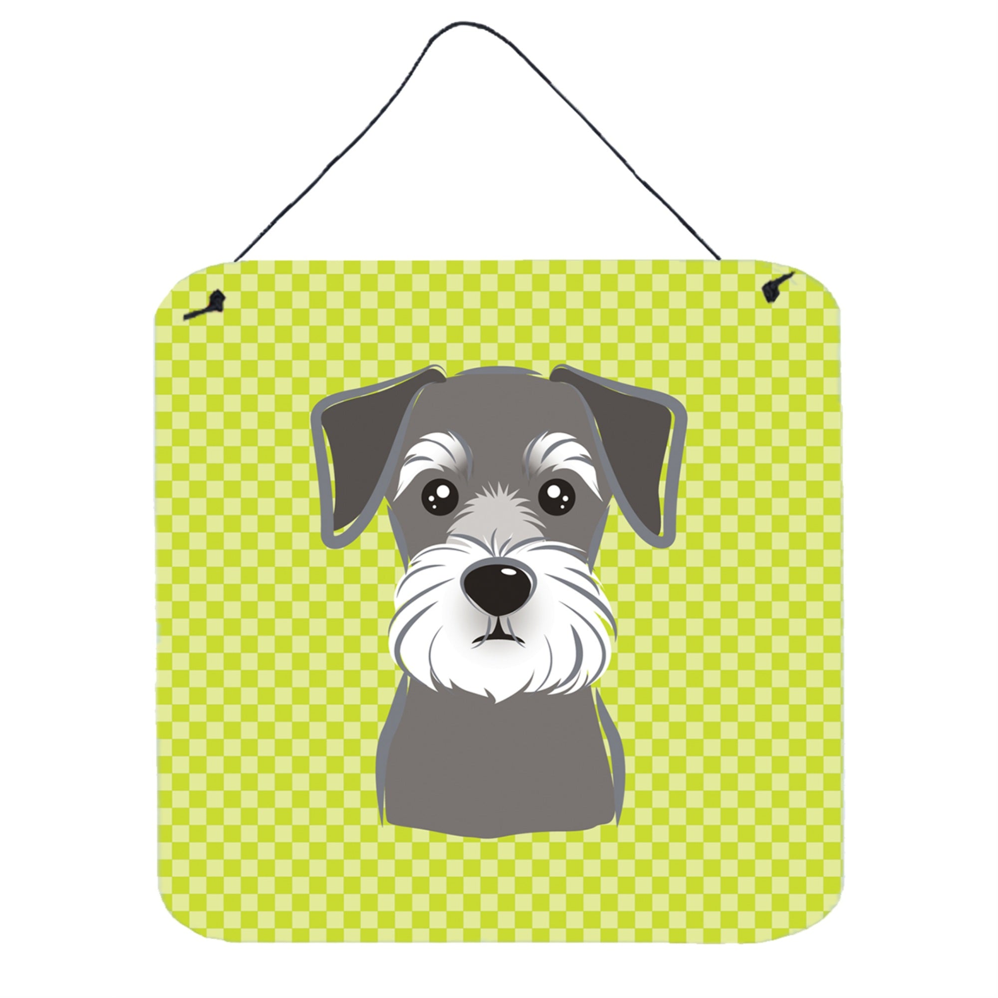 'Caroline'S Treasures Checkerboard Lime Green Schnauzer Wall Or Door Hanging Prints, 6 X 6''''''