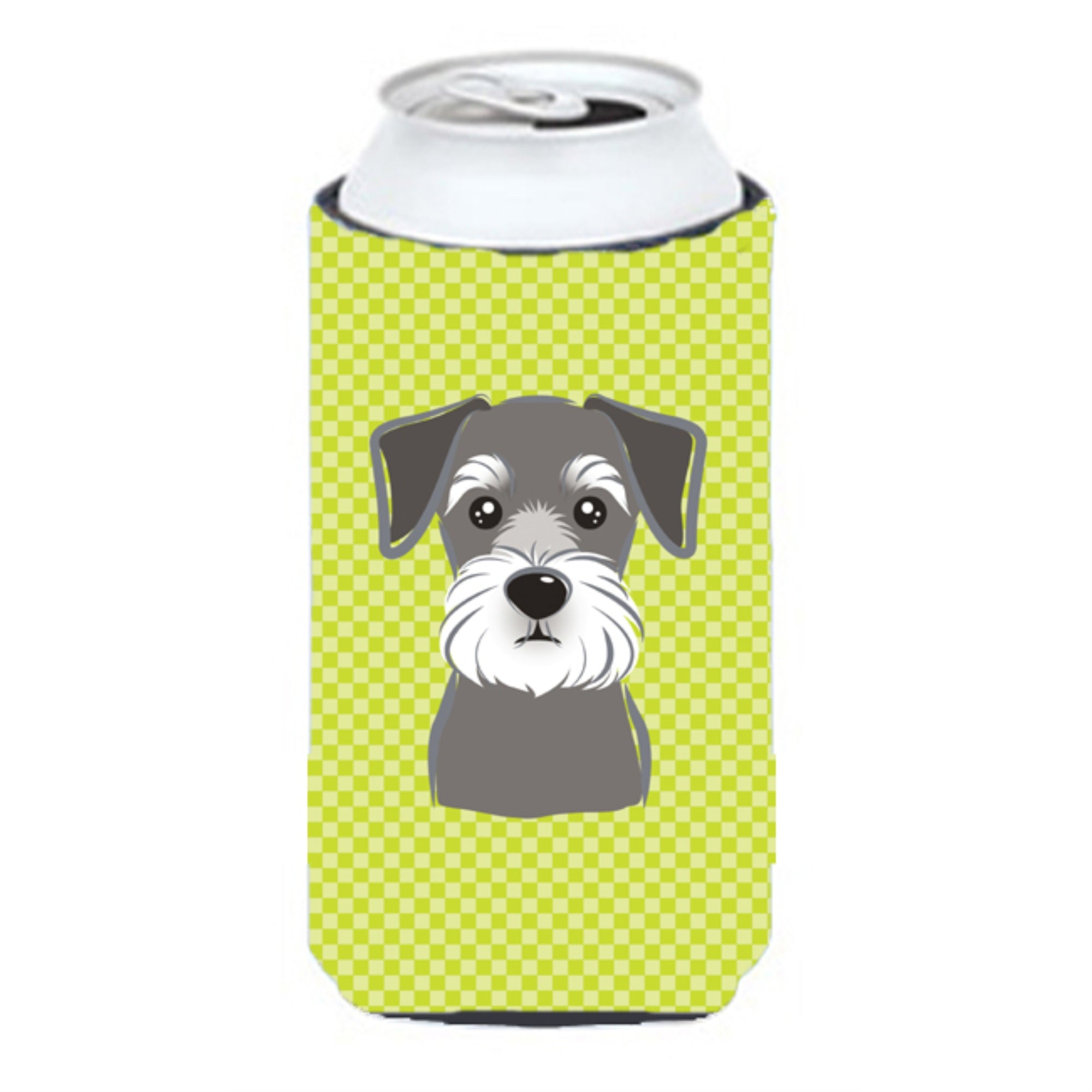 Checkerboard Lime Green Schnauzer Tall Boy Beverage Insulator Hugger Bb1268Tbc