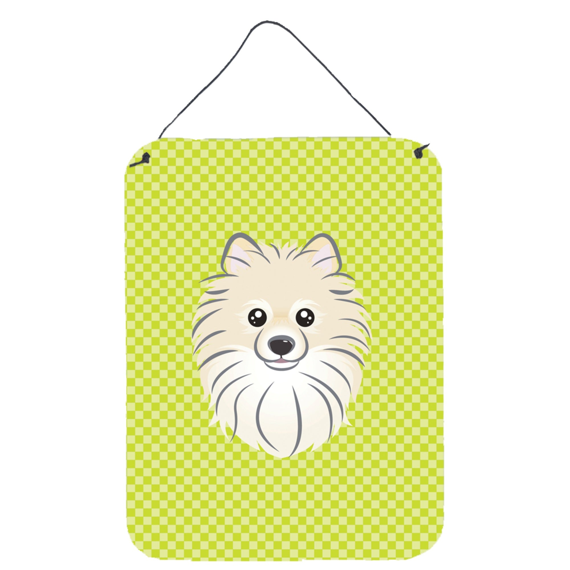 'Caroline'S Treasures Checkerboard Lime Green Pomeranian Wall Or Door Hanging Prints, 16'''' X 12''''''