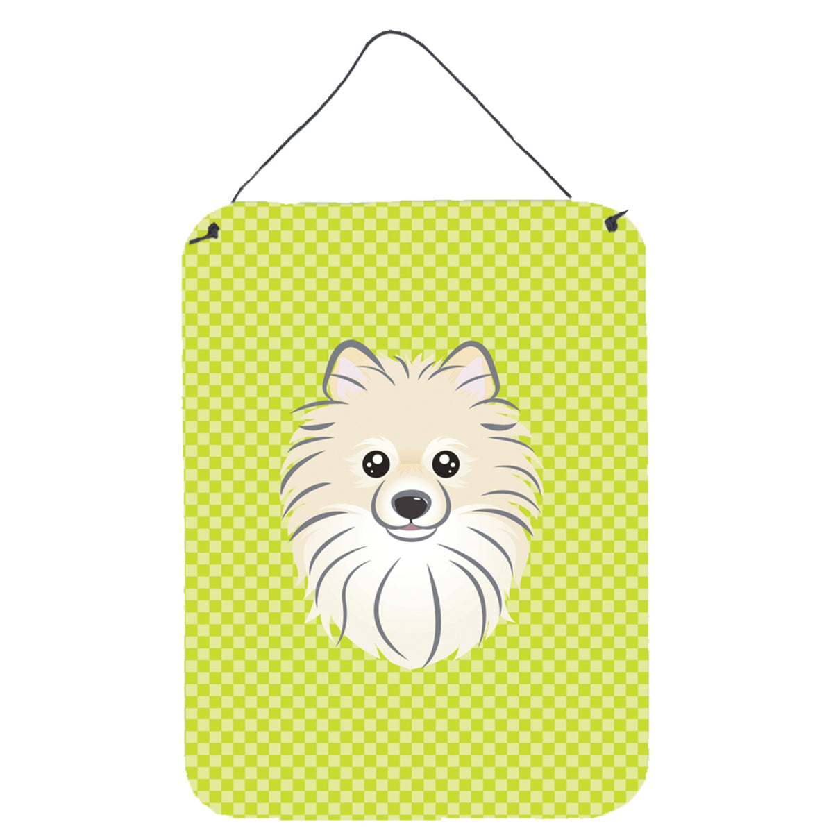 'Caroline'S Treasures Checkerboard Lime Green Pomeranian Wall Or Door Hanging Prints, 16'''' X 12''''''