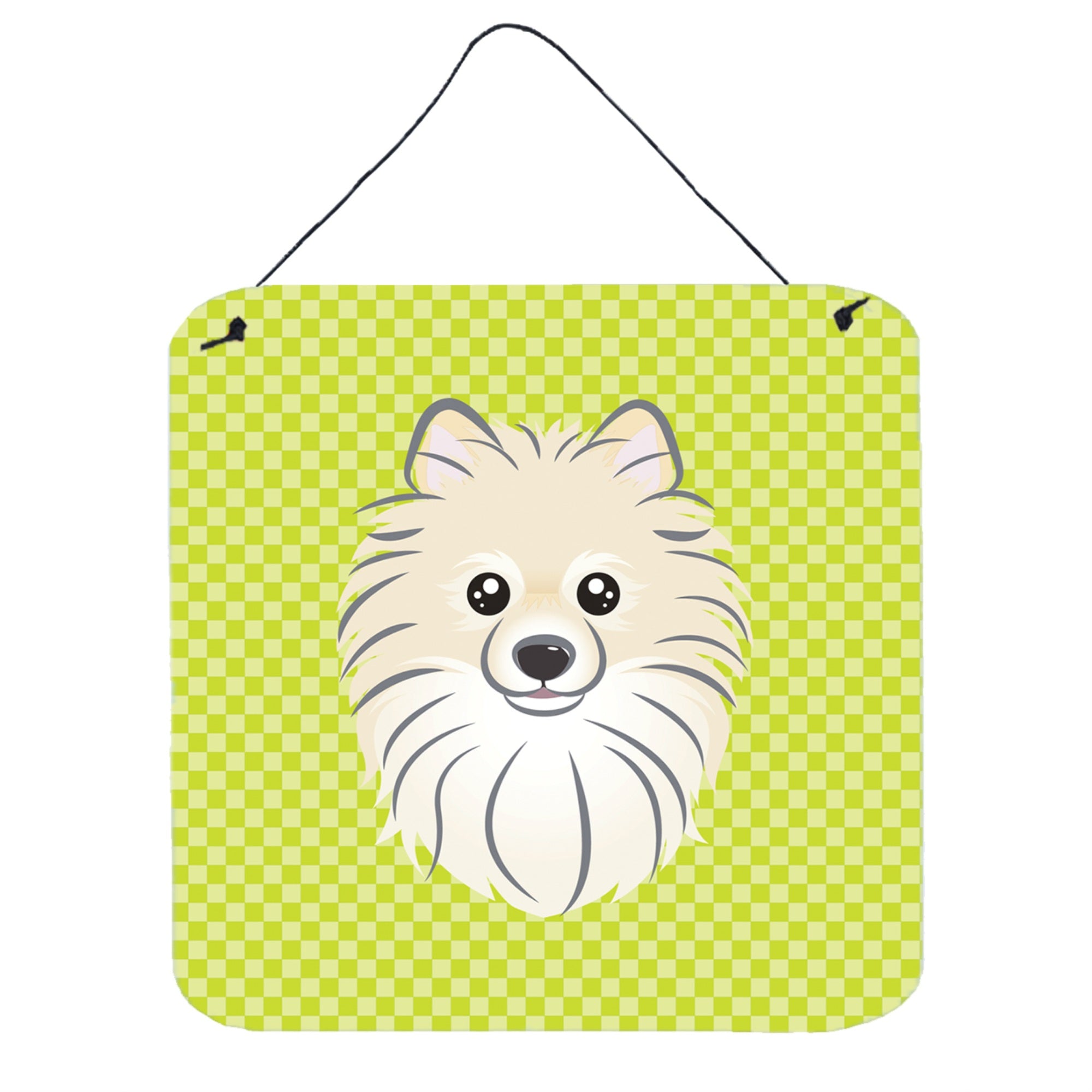 'Caroline'S Treasures Checkerboard Lime Green Pomeranian Wall Or Door Hanging Prints, 6 X 6''''''