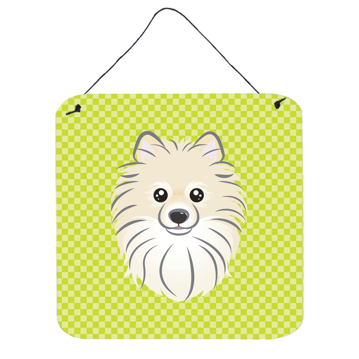 'Caroline'S Treasures Checkerboard Lime Green Pomeranian Wall Or Door Hanging Prints, 6 X 6''''''