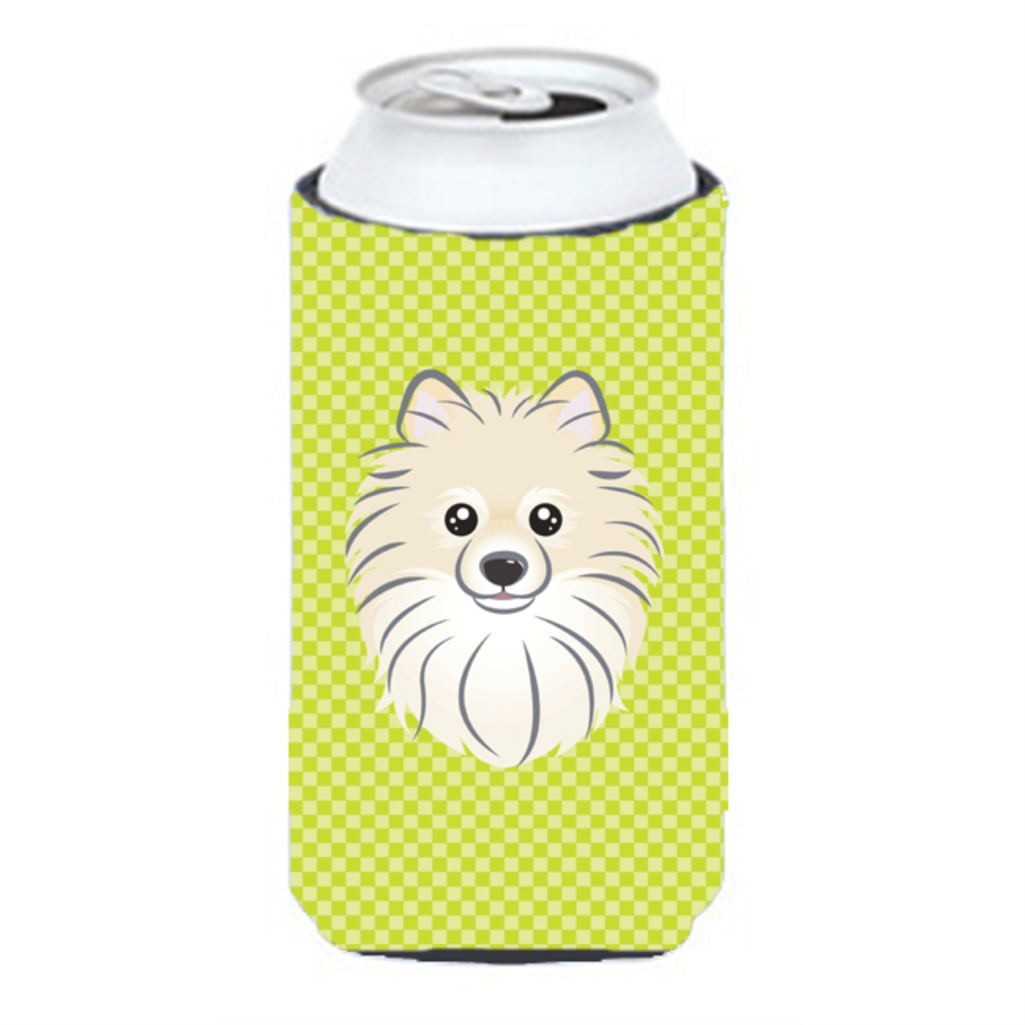 Checkerboard Lime Green Pomeranian Tall Boy Beverage Insulator Hugger Bb1269Tbc