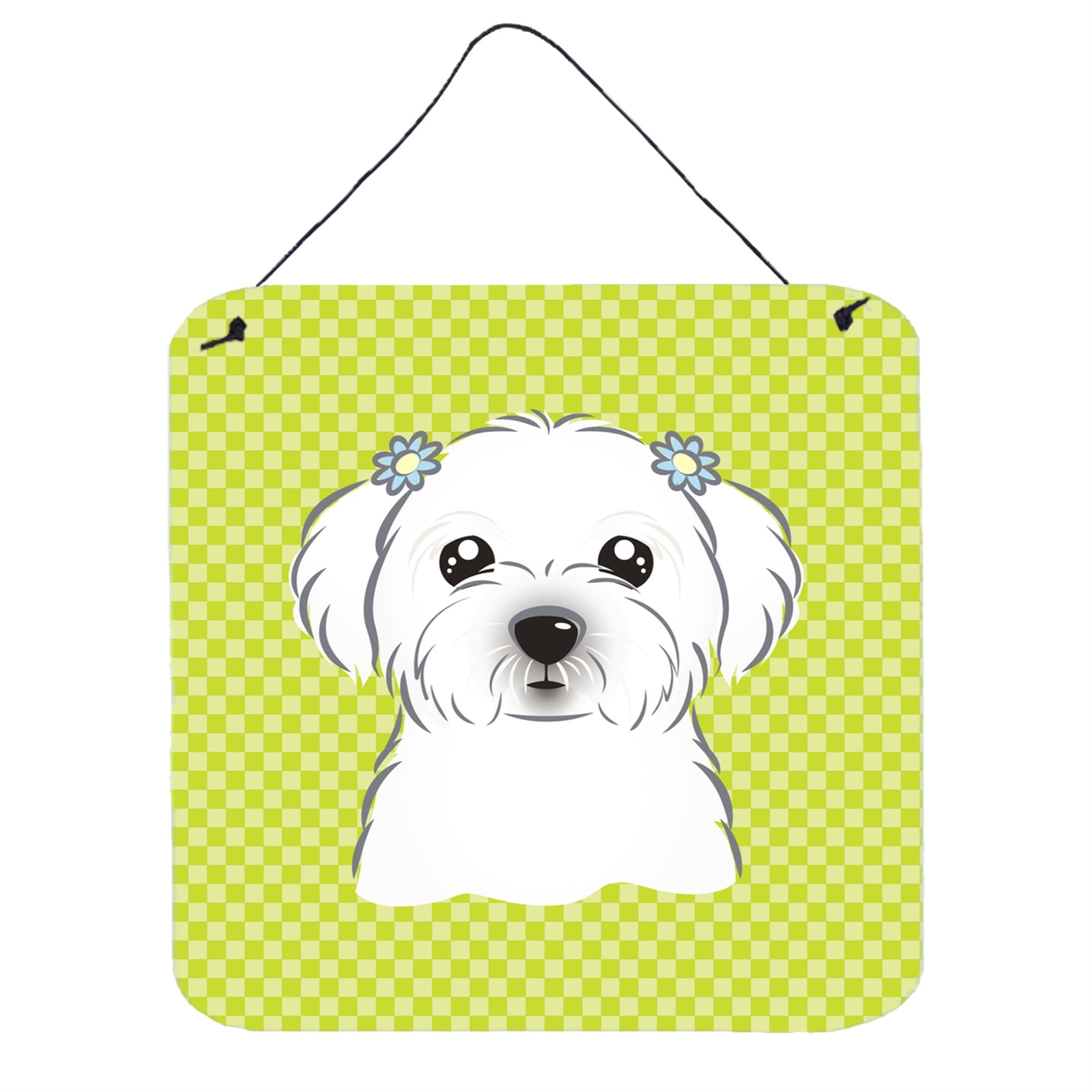 'Caroline'S Treasures Checkerboard Lime Green Maltese Wall Or Door Hanging Prints, 6 X 6''''''