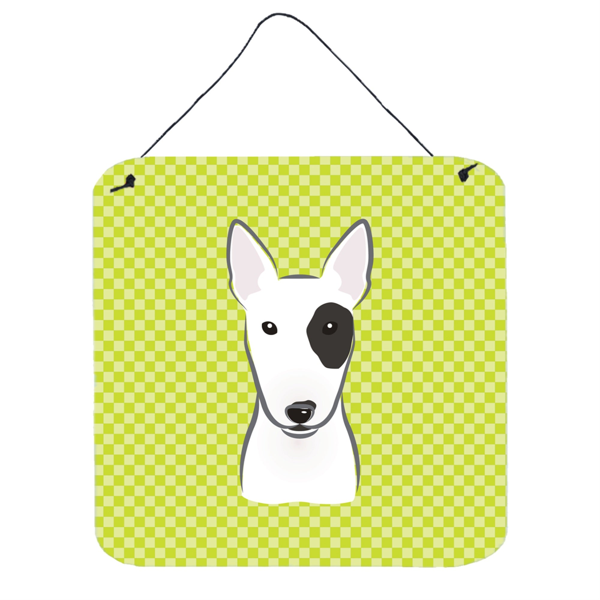 'Caroline'S Treasures Checkerboard Lime Green Bull Terrier Wall Or Door Hanging Prints, 6 X 6''''''
