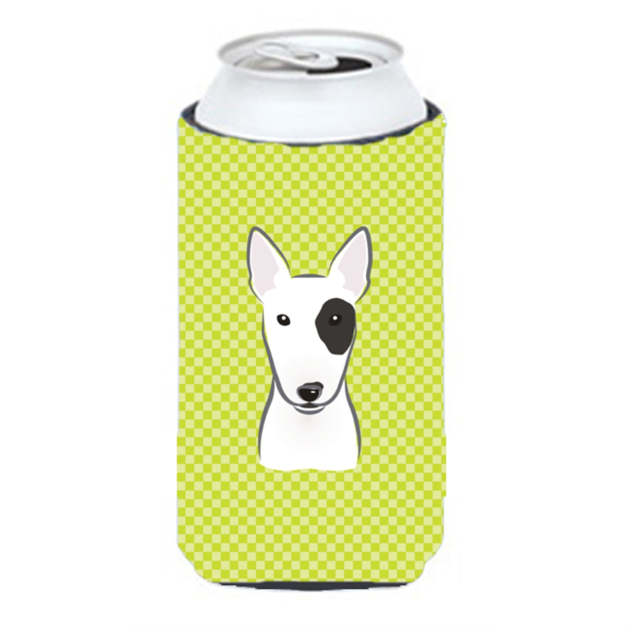 Checkerboard Lime Green Bull Terrier Tall Boy Beverage Insulator Hugger Bb1271Tbc