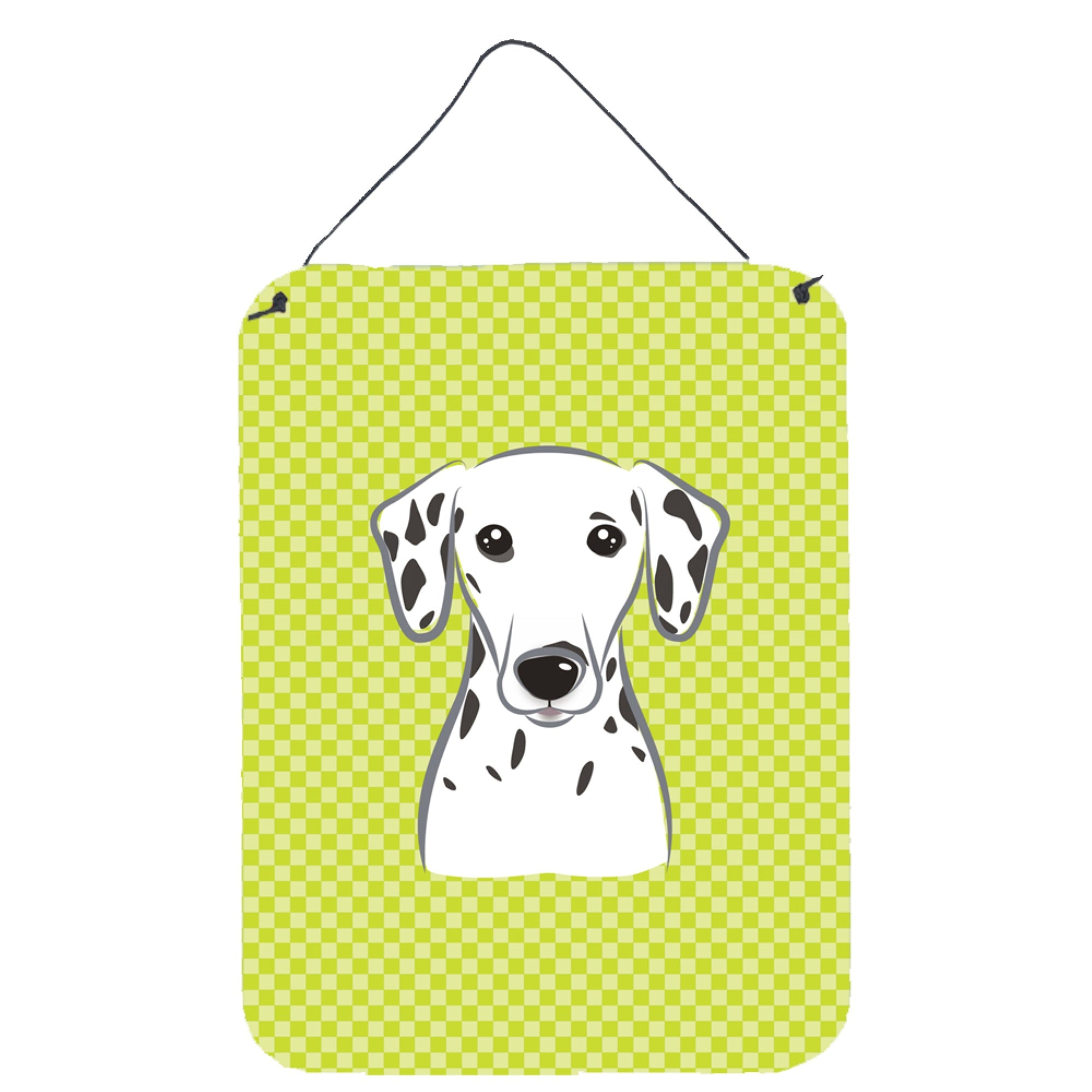 'Caroline'S Treasures Checkerboard Lime Green Dalmatian Wall Or Door Hanging Prints, 16'''' X 12''''''