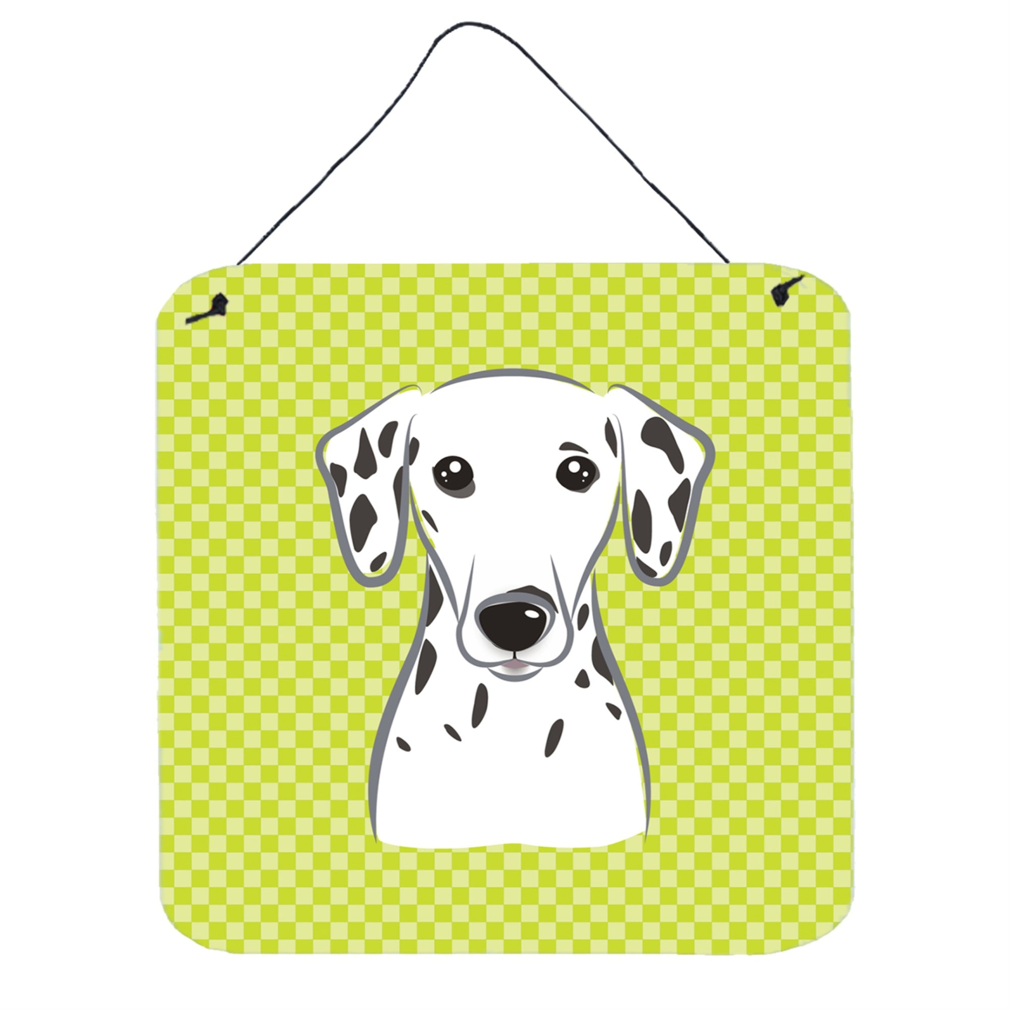 'Caroline'S Treasures Checkerboard Lime Green Dalmatian Wall Or Door Hanging Prints, 6 X 6''''''