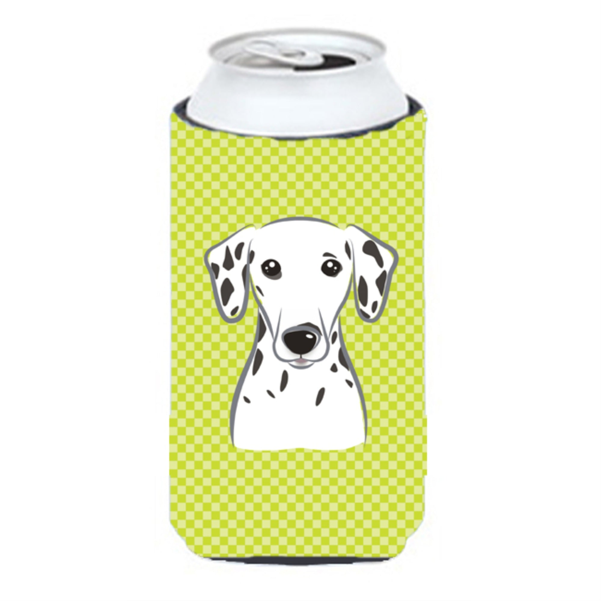 Checkerboard Lime Green Dalmatian Tall Boy Beverage Insulator Hugger Bb1272Tbc
