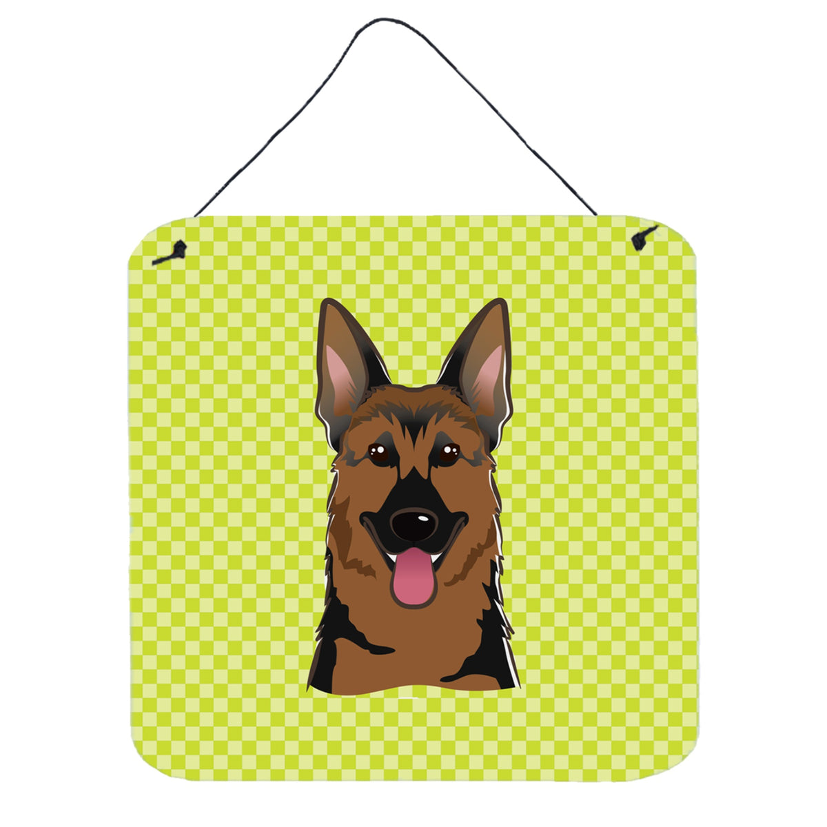 'Caroline'S Treasures Checkerboard Lime Green German Shepherd Wall Or Door Hanging Prints, 6 X 6''''''
