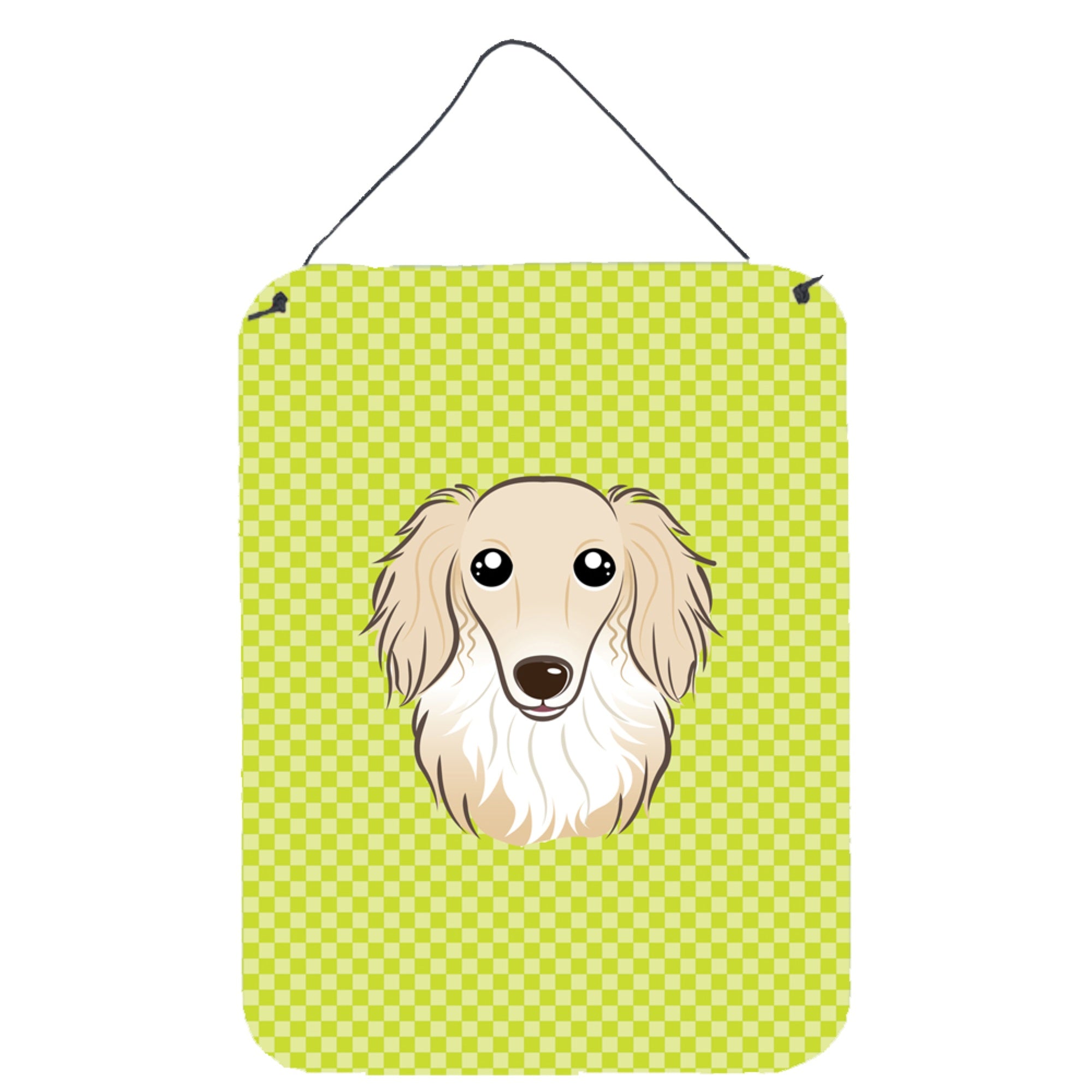 'Caroline'S Treasures Checkerboard Lime Green Longhair Creme Dachshund Wall Or Door Hanging Prints, 16'''' X 12''''''