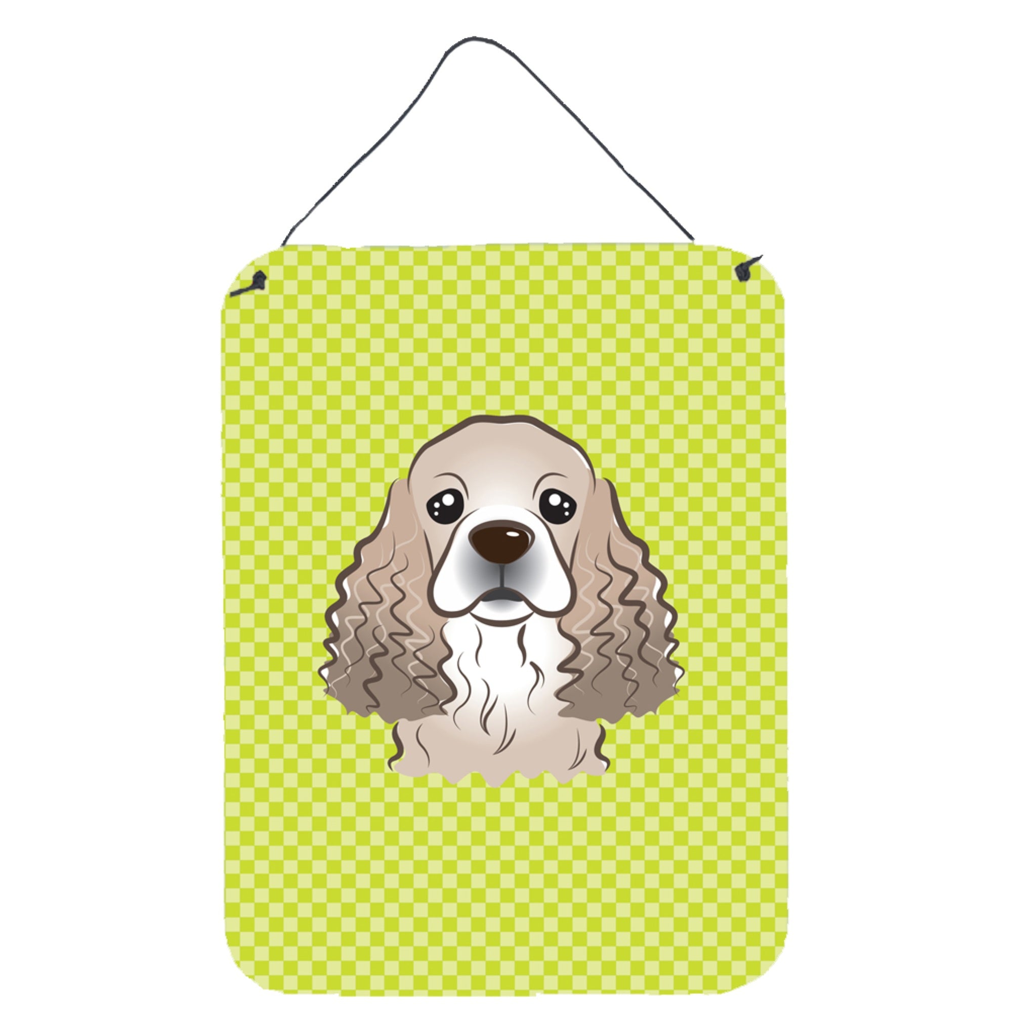 'Caroline'S Treasures Checkerboard Lime Green Cocker Spaniel Wall Or Door Hanging Prints, 16'''' X 12''''''