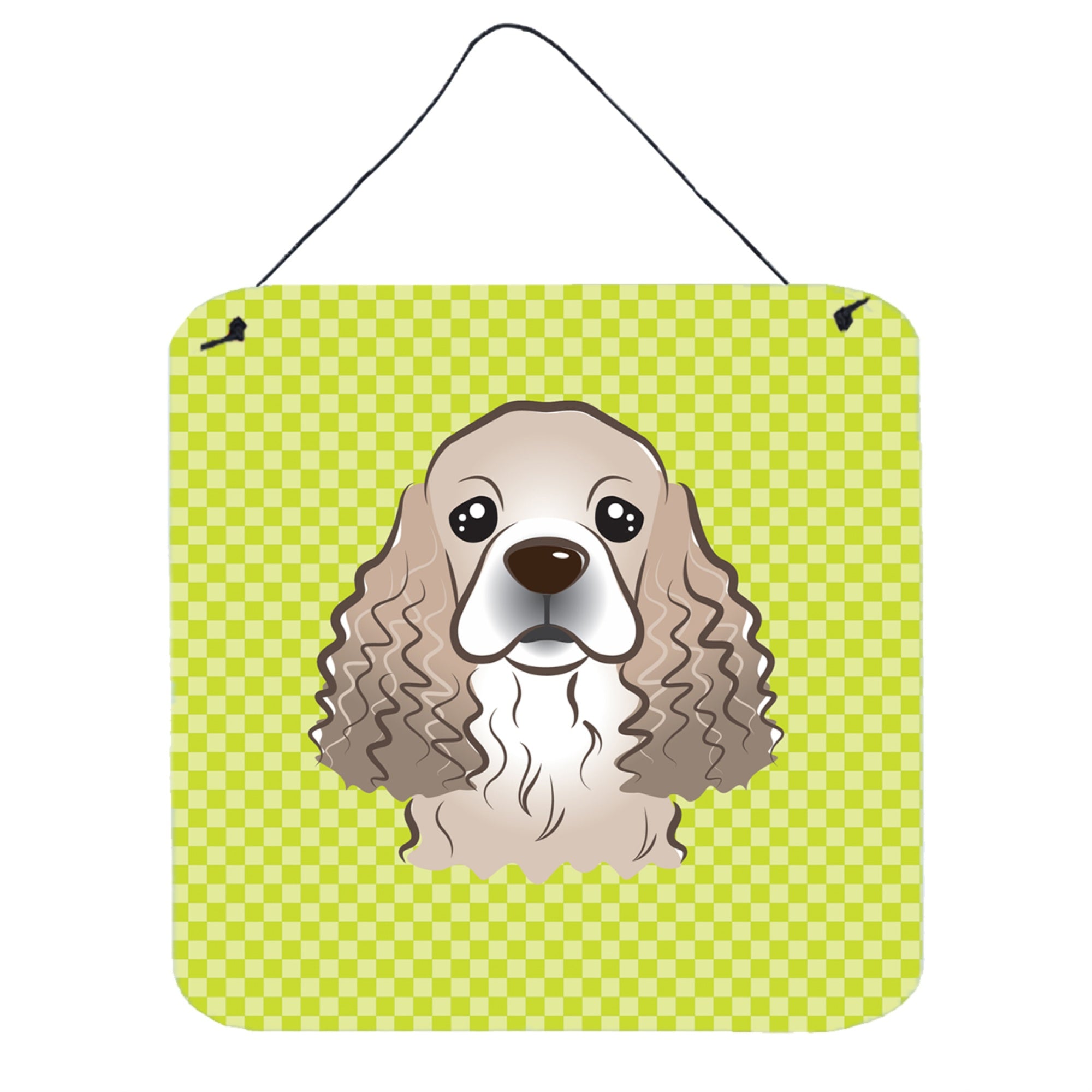 'Caroline'S Treasures Checkerboard Lime Green Cocker Spaniel Wall Or Door Hanging Prints, 6 X 6''''''