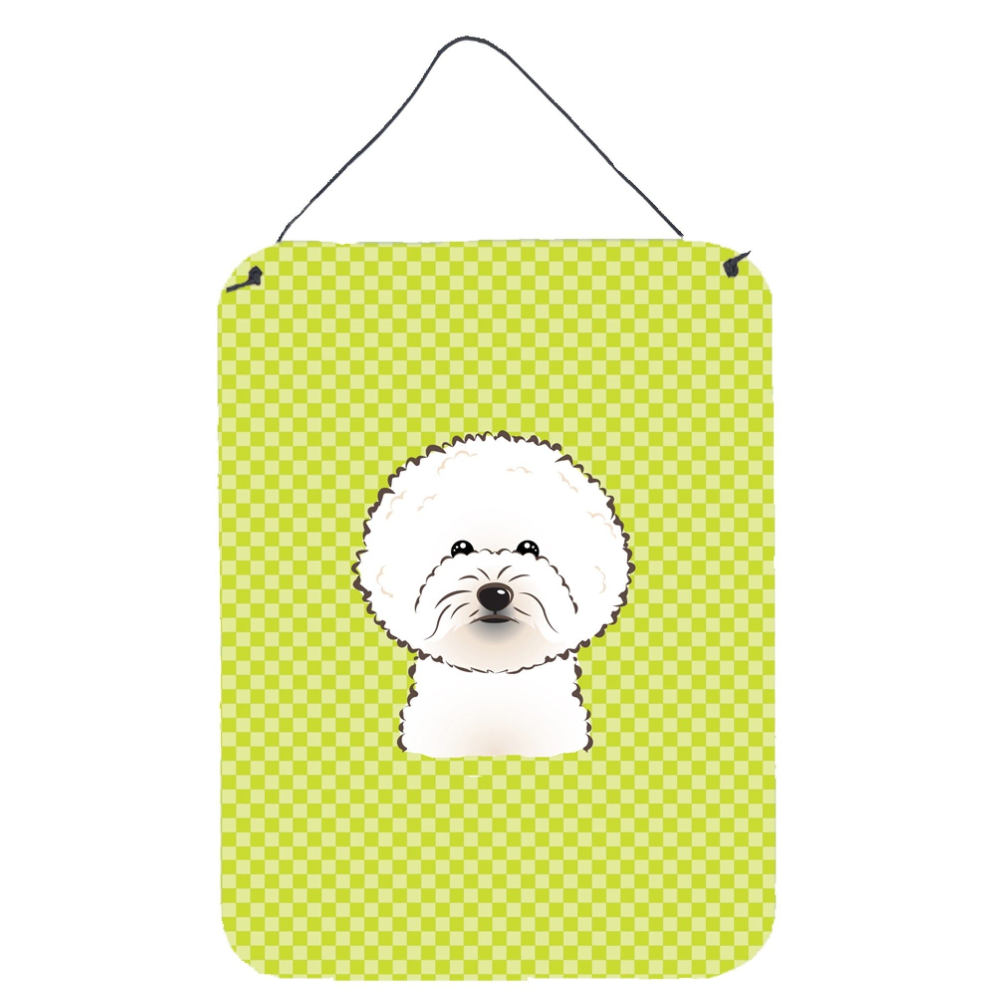 'Caroline'S Treasures Checkerboard Lime Green Bichon Frise Wall Or Door Hanging Prints, 16'''' X 12''''''