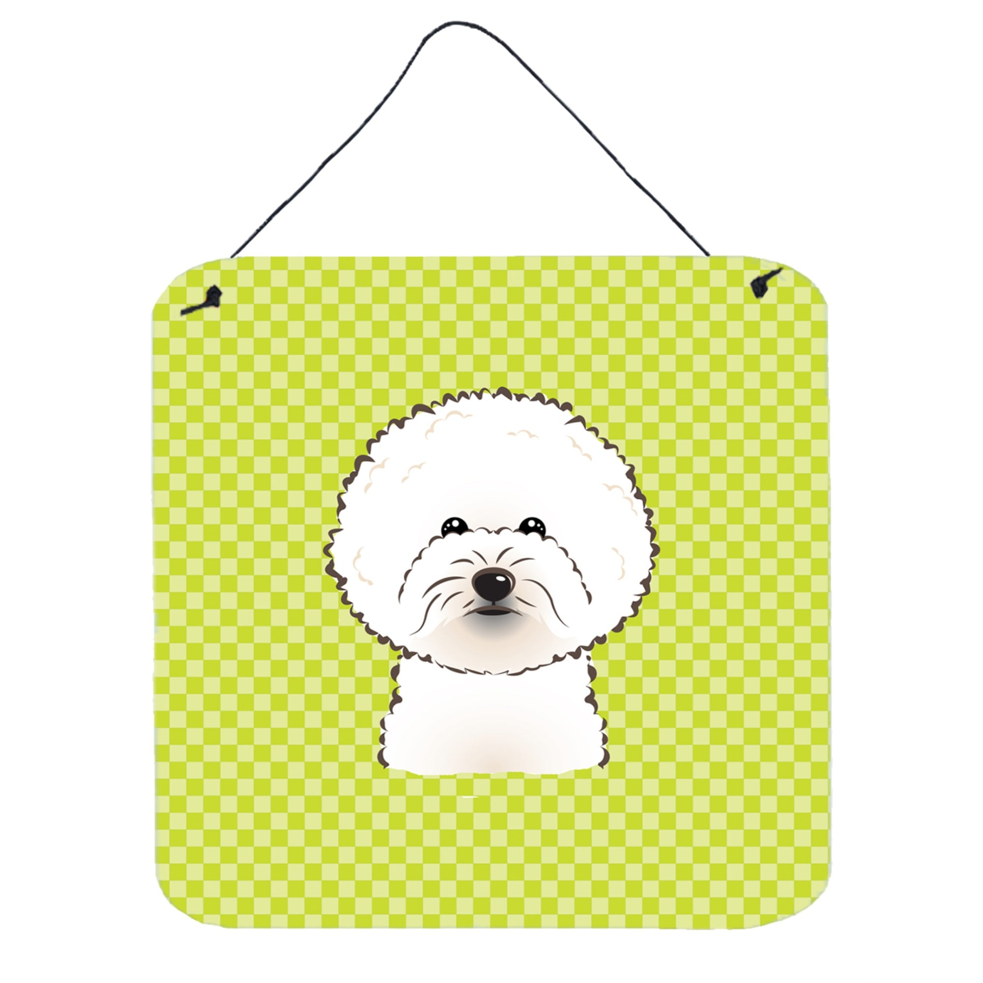 'Caroline'S Treasures Checkerboard Lime Green Bichon Frise Wall Or Door Hanging Prints, 6 X 6''''''