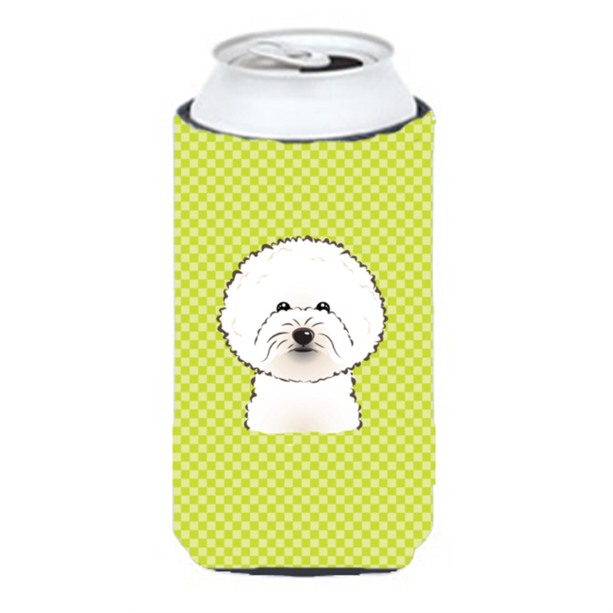 Checkerboard Lime Green Bichon Frise Tall Boy Beverage Insulator Hugger Bb1279Tbc