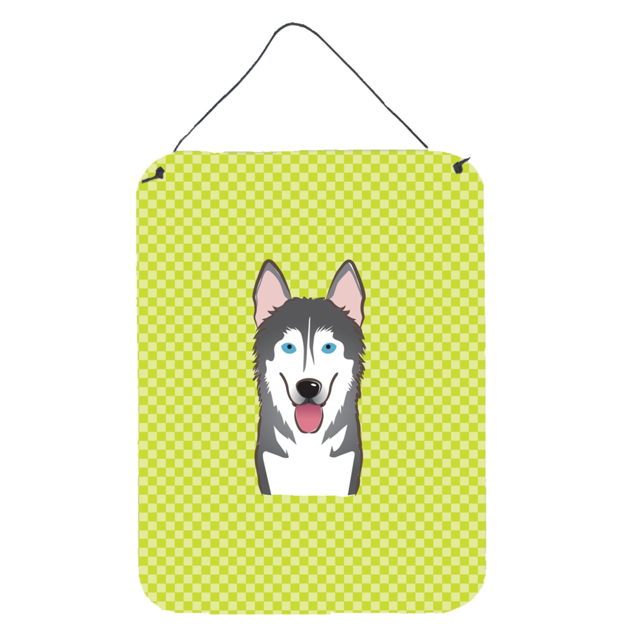 'Caroline'S Treasures Checkerboard Lime Green Alaskan Malamute Wall Or Door Hanging Prints, 16'''' X 12''''''