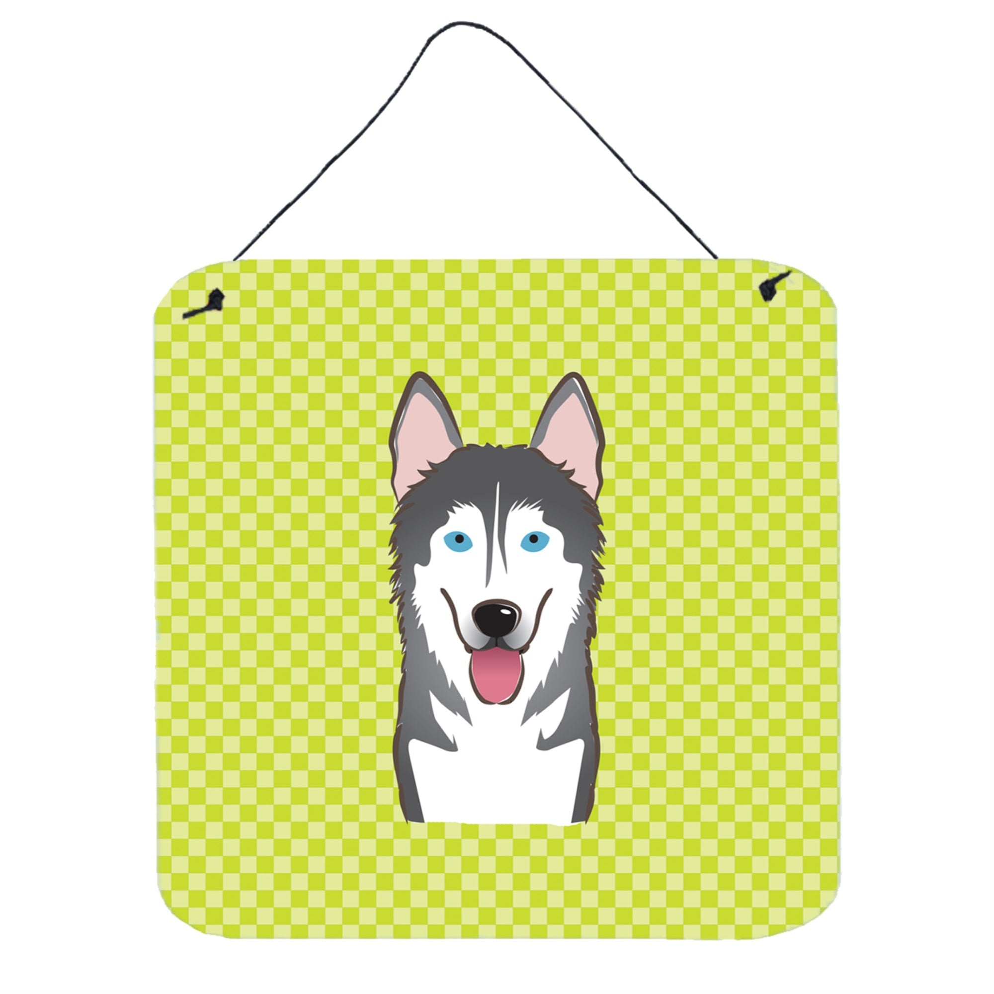 'Caroline'S Treasures Checkerboard Lime Green Alaskan Malamute Wall Or Door Hanging Prints, 6 X 6''''''