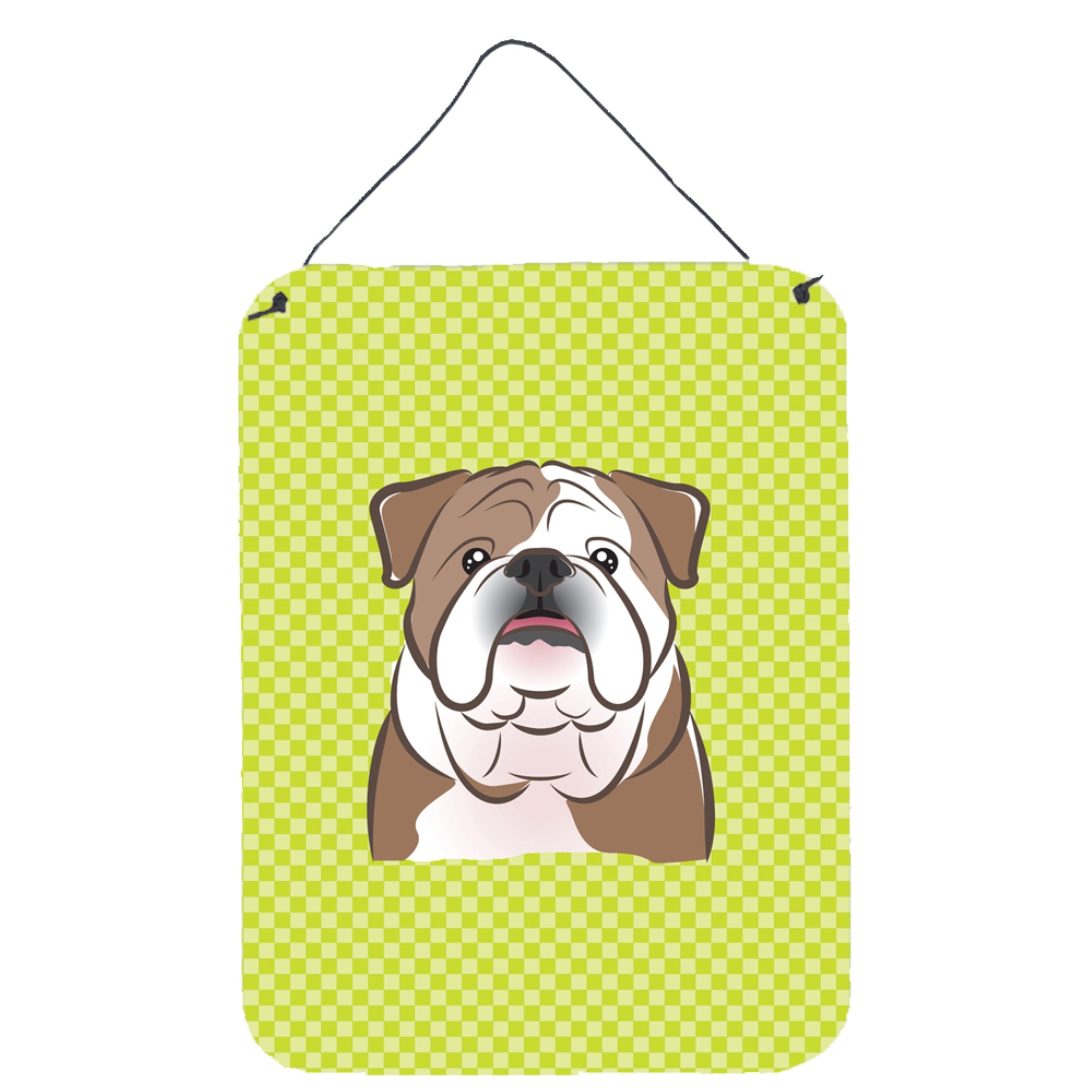 'Caroline'S Treasures Checkerboard Lime Green English Bulldog Wall Or Door Hanging Prints, 16'''' X 12''''''