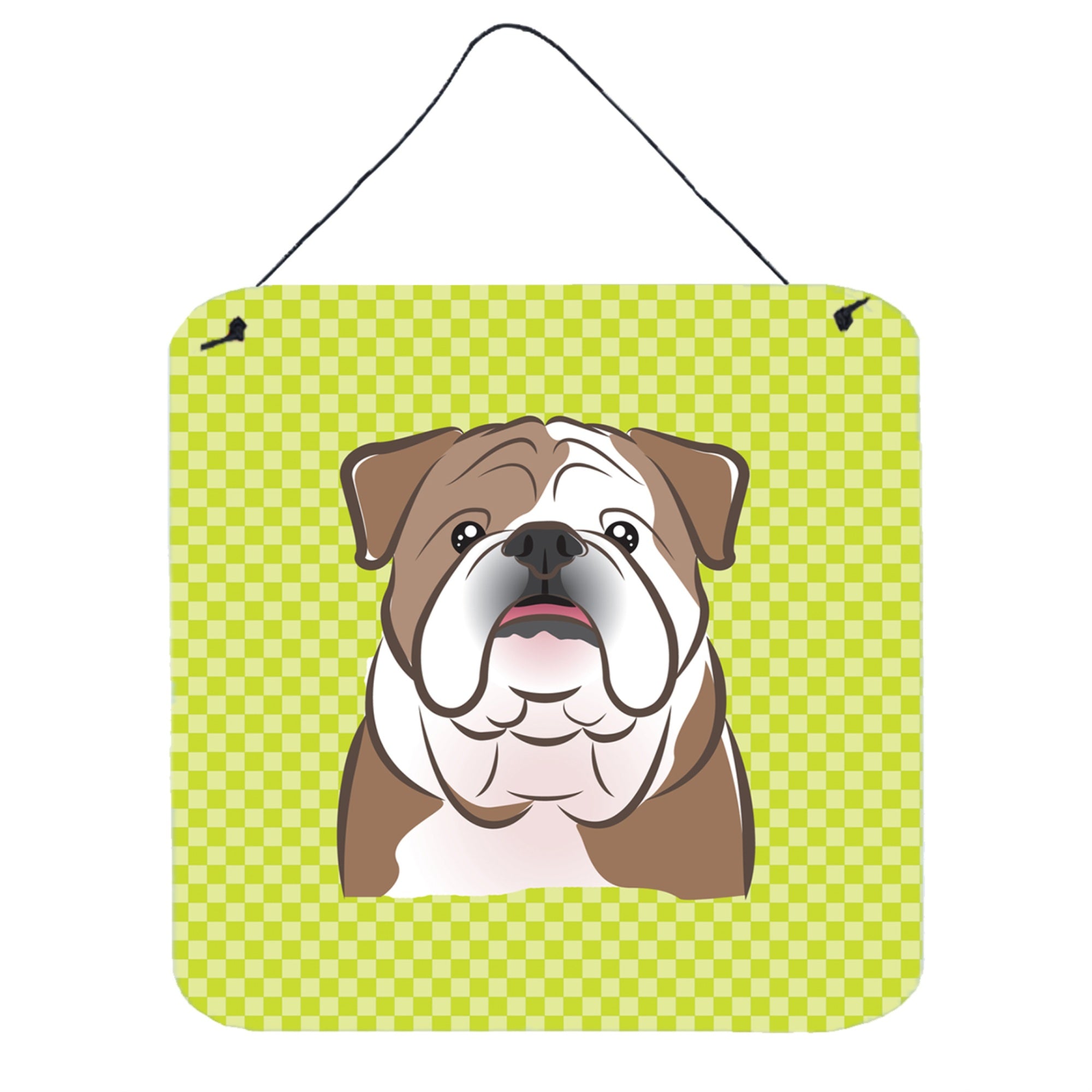 'Caroline'S Treasures Checkerboard Lime Green English Bulldog Wall Or Door Hanging Prints, 6 X 6''''''