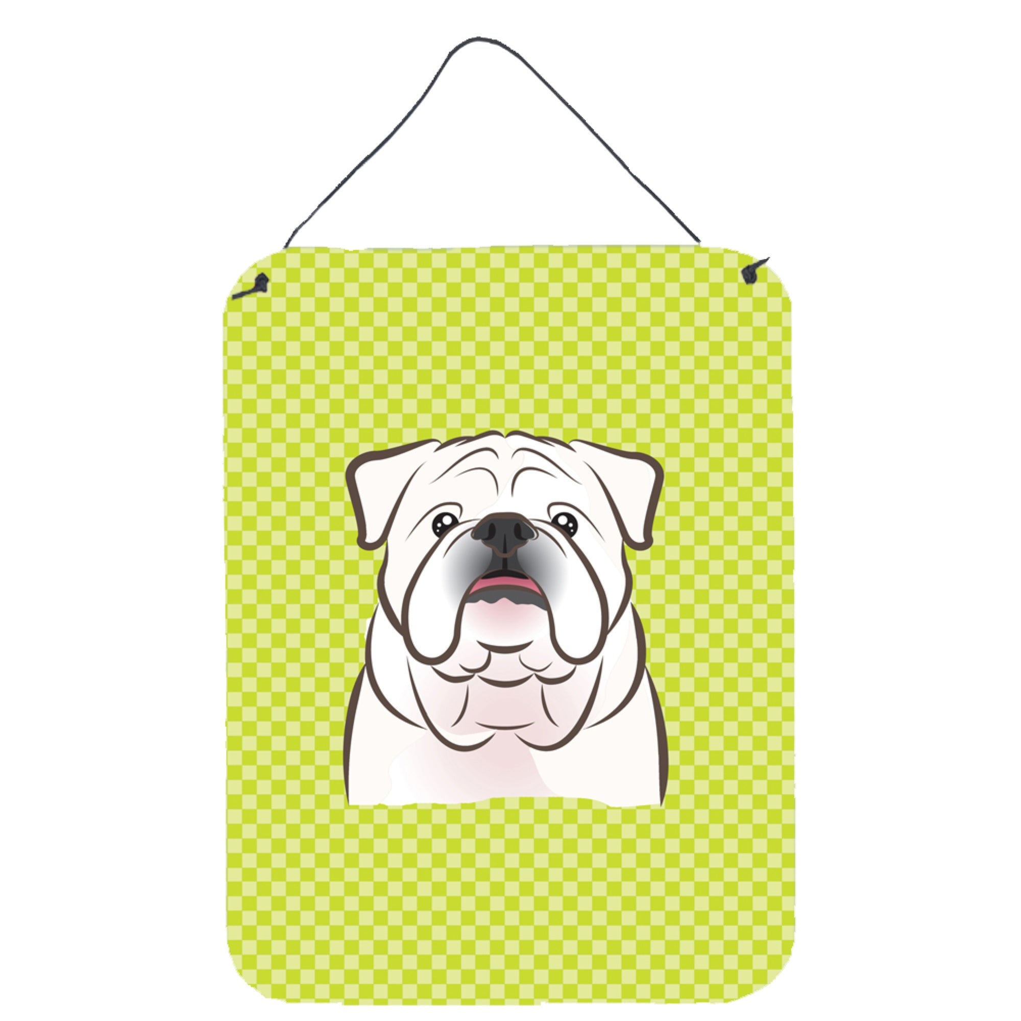 'Caroline'S Treasures Checkerboard Lime Green White English Bulldog Wall Or Door Hanging Prints, 16'''' X 12''''''