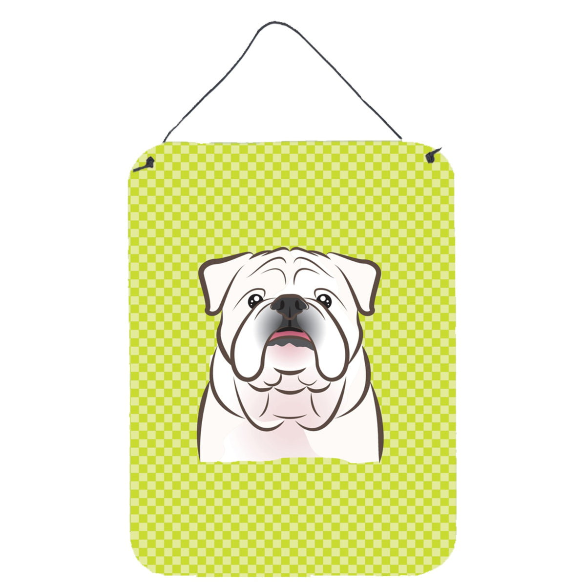 'Caroline'S Treasures Checkerboard Lime Green White English Bulldog Wall Or Door Hanging Prints, 16'''' X 12''''''