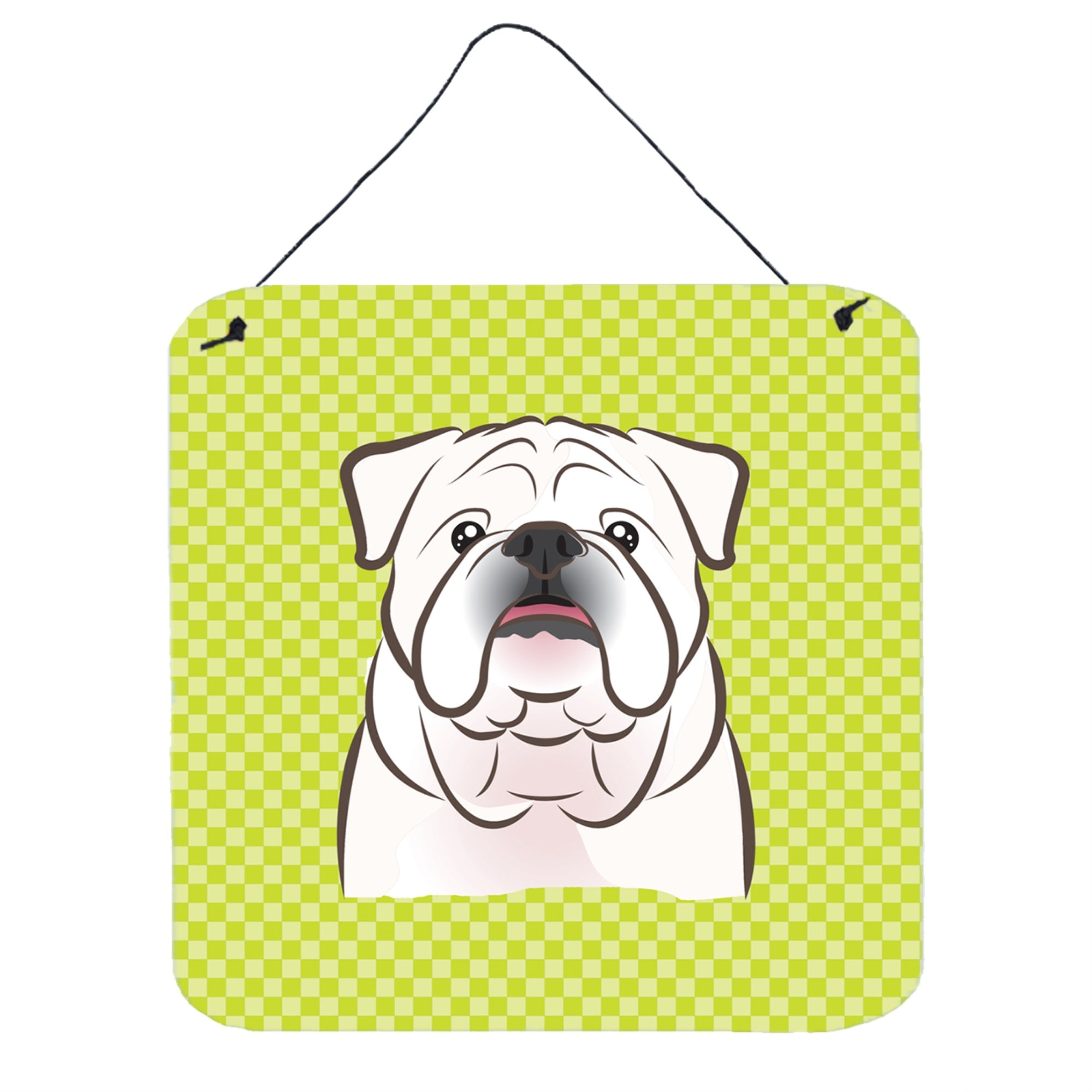 'Caroline'S Treasures Checkerboard Lime Green White English Bulldog Wall Or Door Hanging Prints, 6 X 6''''''