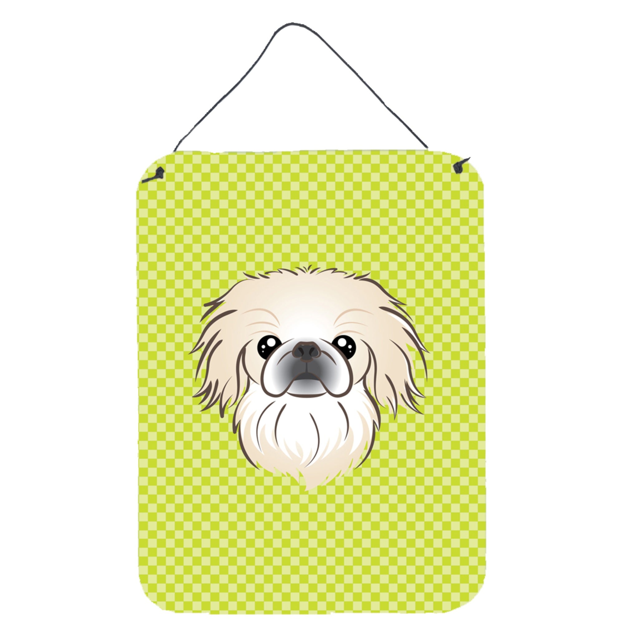 'Caroline'S Treasures Checkerboard Lime Green Pekingese Wall Or Door Hanging Prints, 16'''' X 12''''''