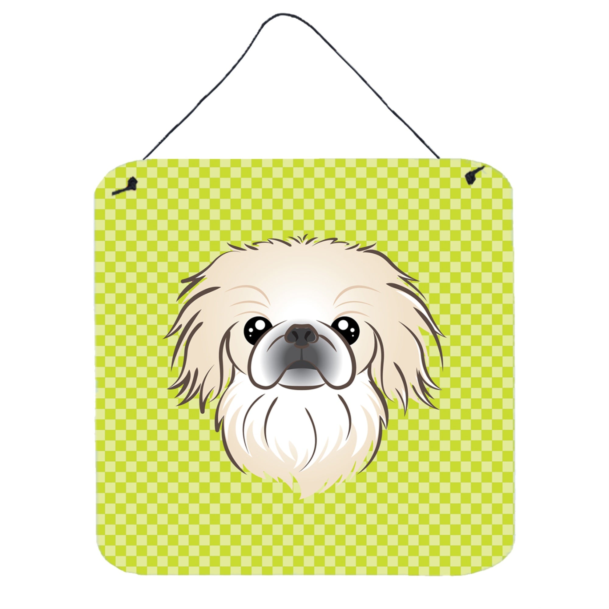 'Caroline'S Treasures Checkerboard Lime Green Pekingese Wall Or Door Hanging Prints, 6 X 6''''''