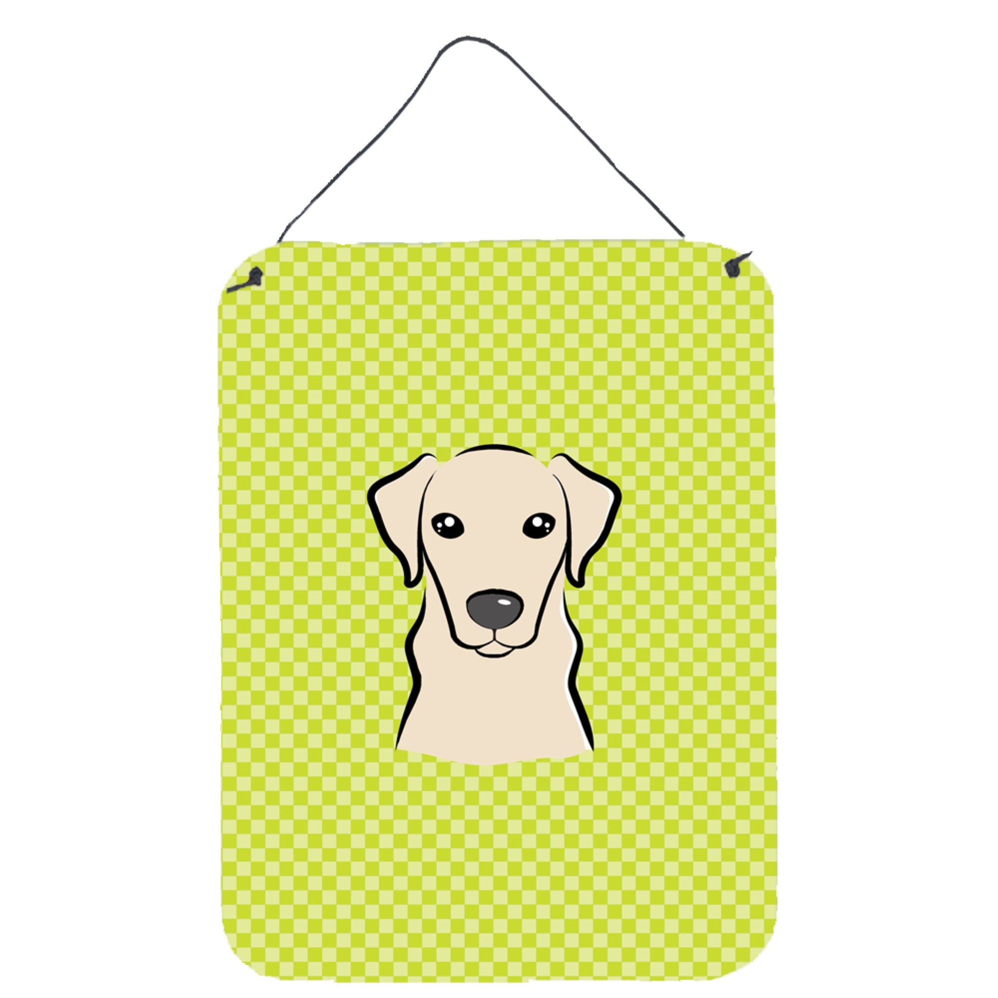 'Caroline'S Treasures Checkerboard Lime Green Yellow Labrador Wall Or Door Hanging Prints, 16'''' X 12''''''