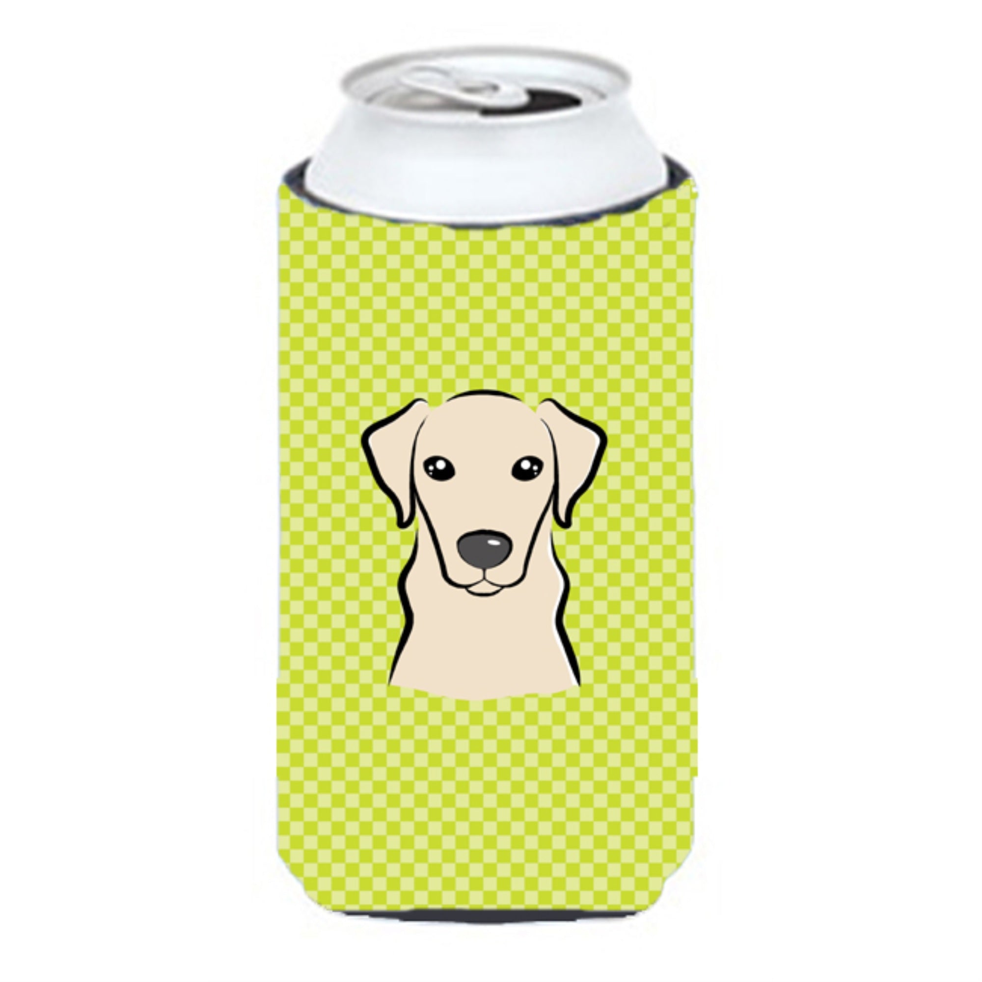 Checkerboard Lime Green Yellow Labrador Tall Boy Beverage Insulator Hugger Bb1284Tbc