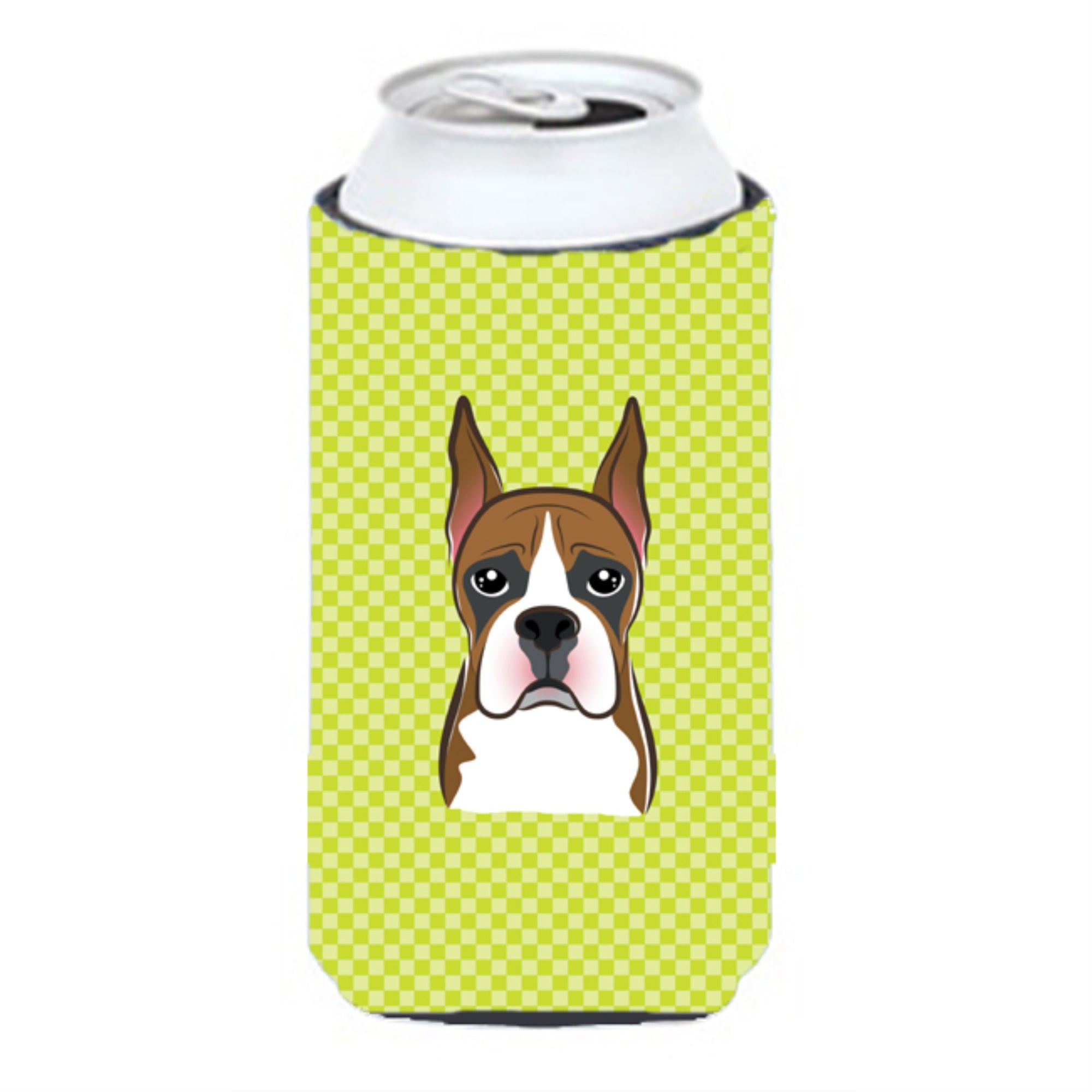 Checkerboard Lime Green Boxer Tall Boy Beverage Insulator Hugger Bb1285Tbc